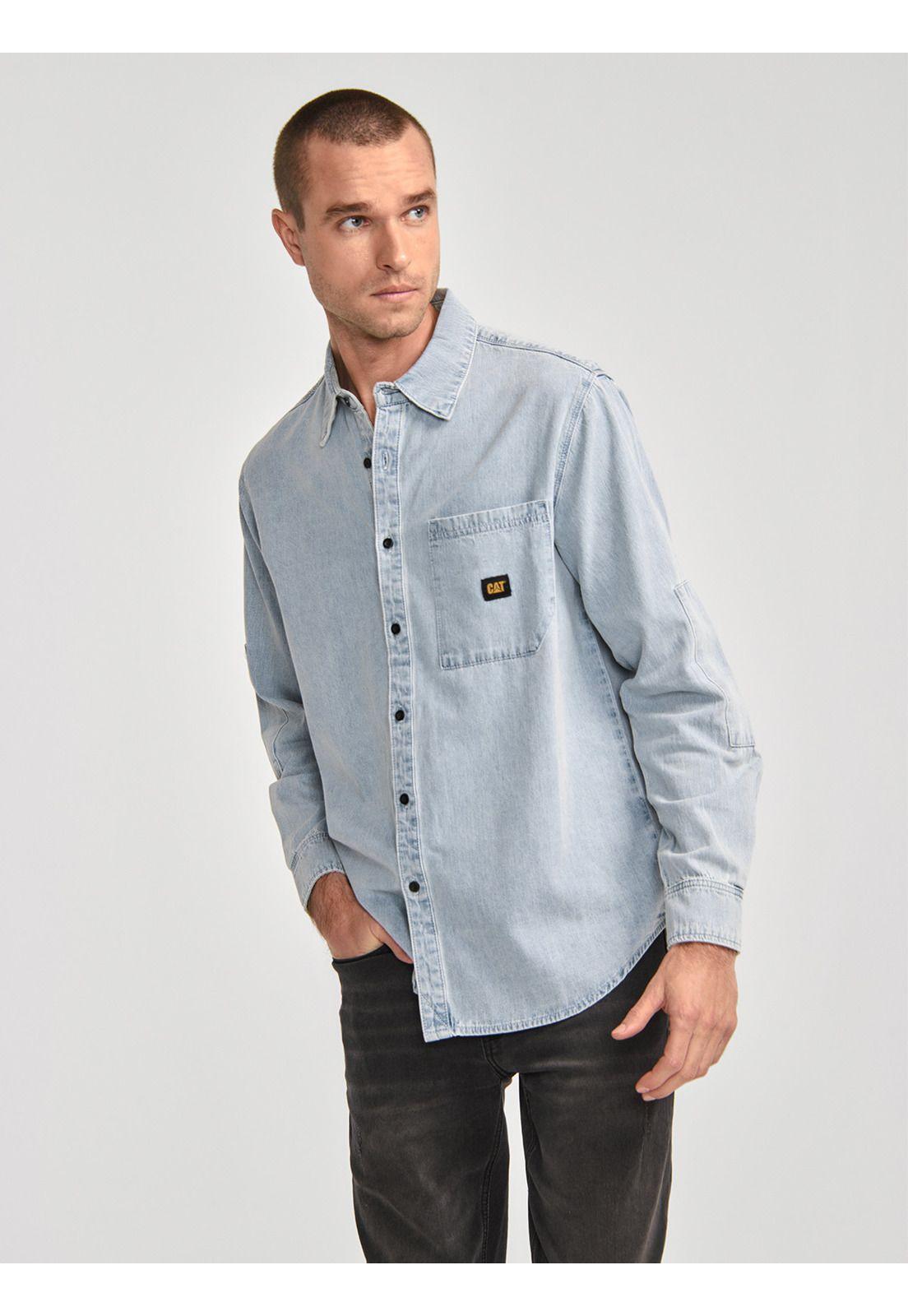 Camisa Manga Larga Hombre Denim LS Shirt Azul Claro-1