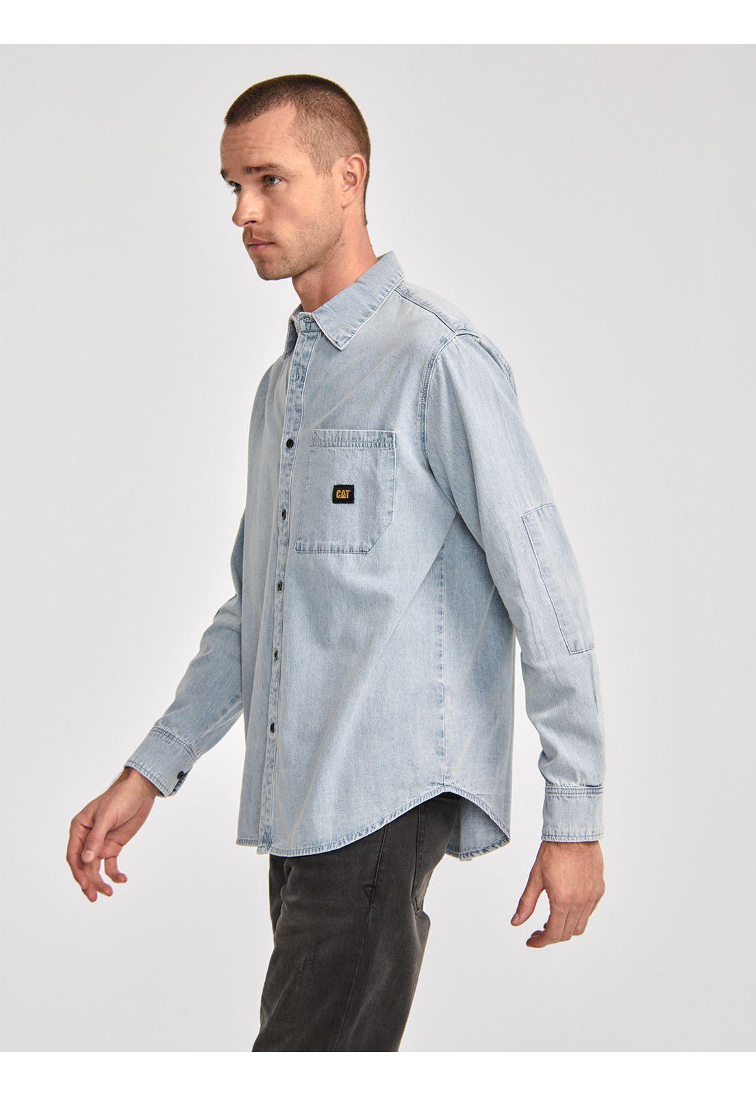 Camisa Manga Larga Hombre Denim LS Shirt Azul Claro-3