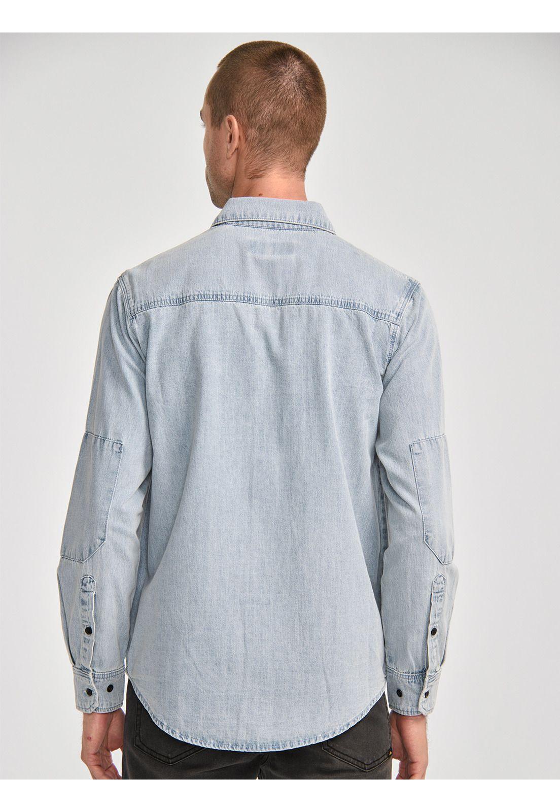Camisa Manga Larga Hombre Denim LS Shirt Azul Claro-4