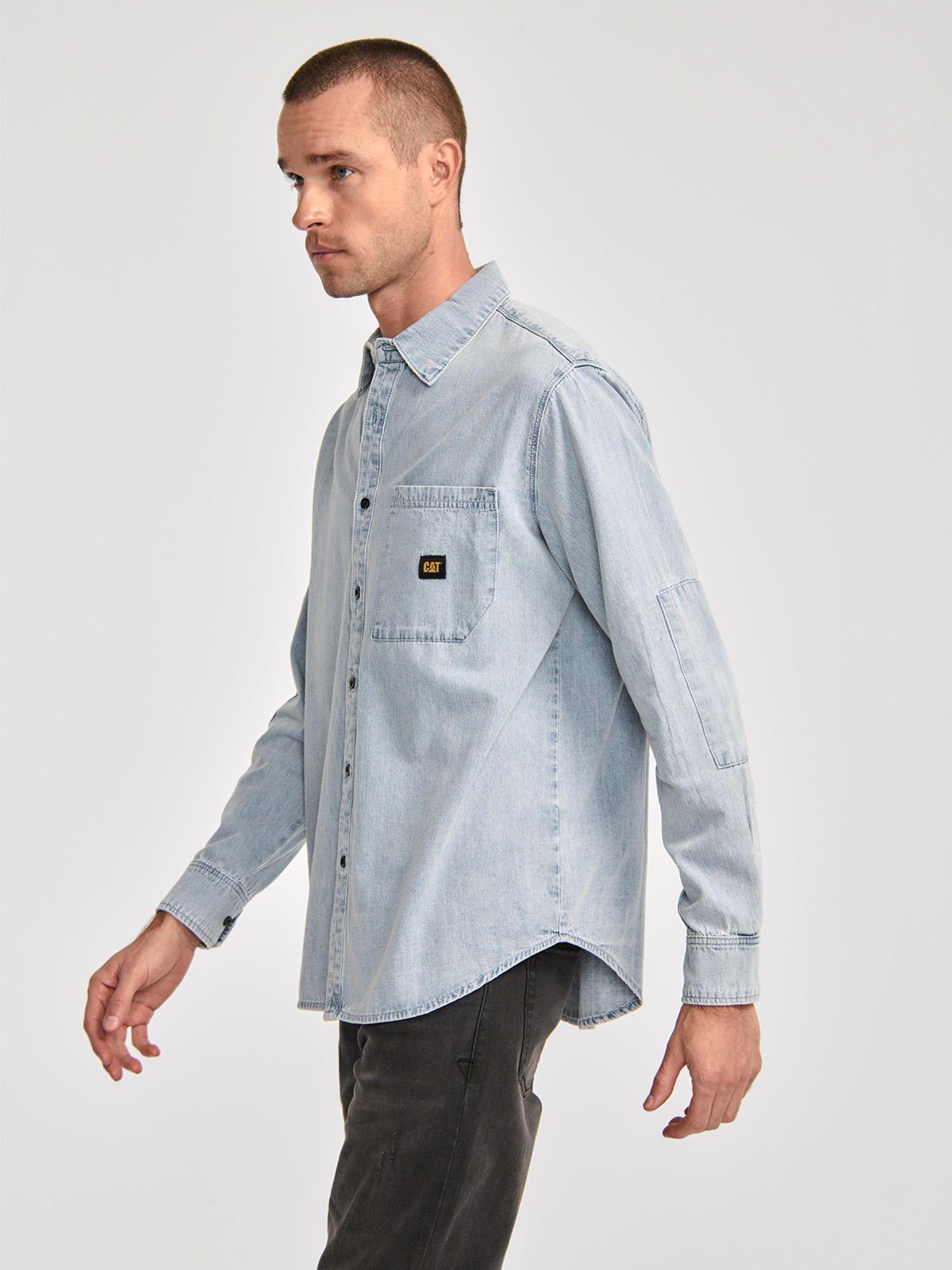 Camisa Manga Larga Hombre Denim LS Shirt Azul Claro-3