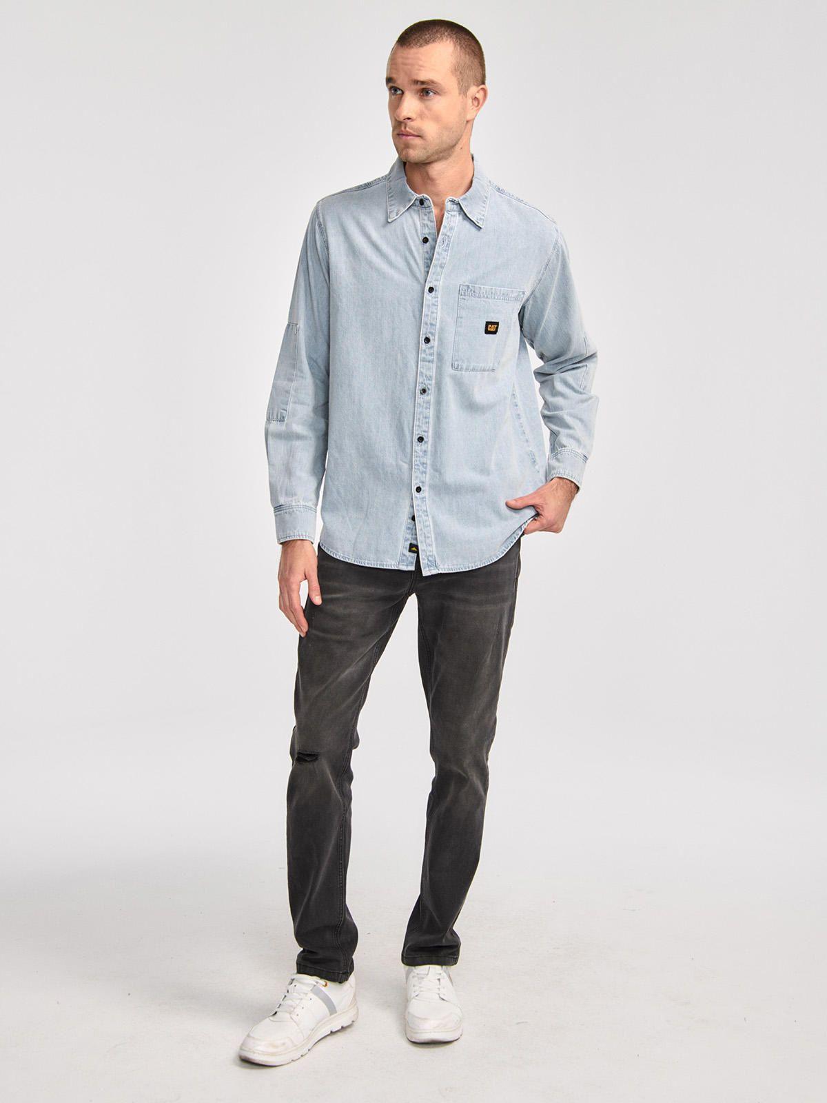 Camisa Manga Larga Hombre Denim LS Shirt Azul Claro-5