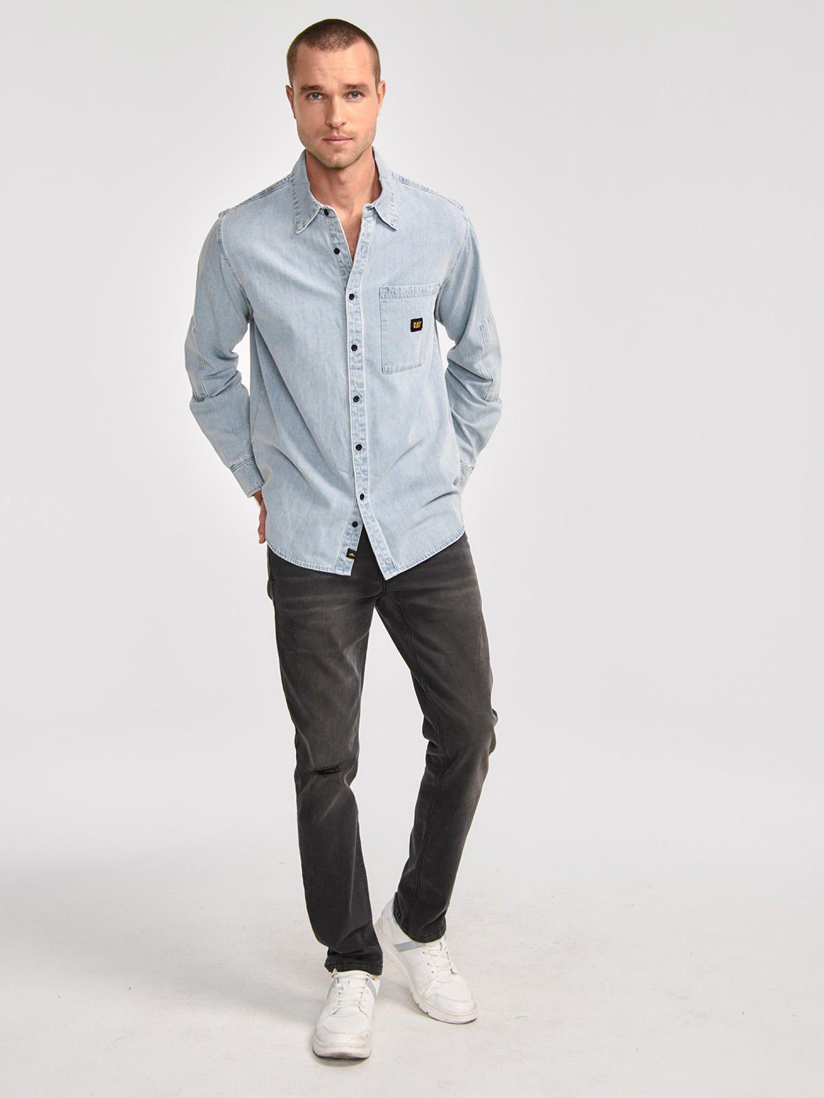 Camisa Manga Larga Hombre Denim LS Shirt Azul Claro-6