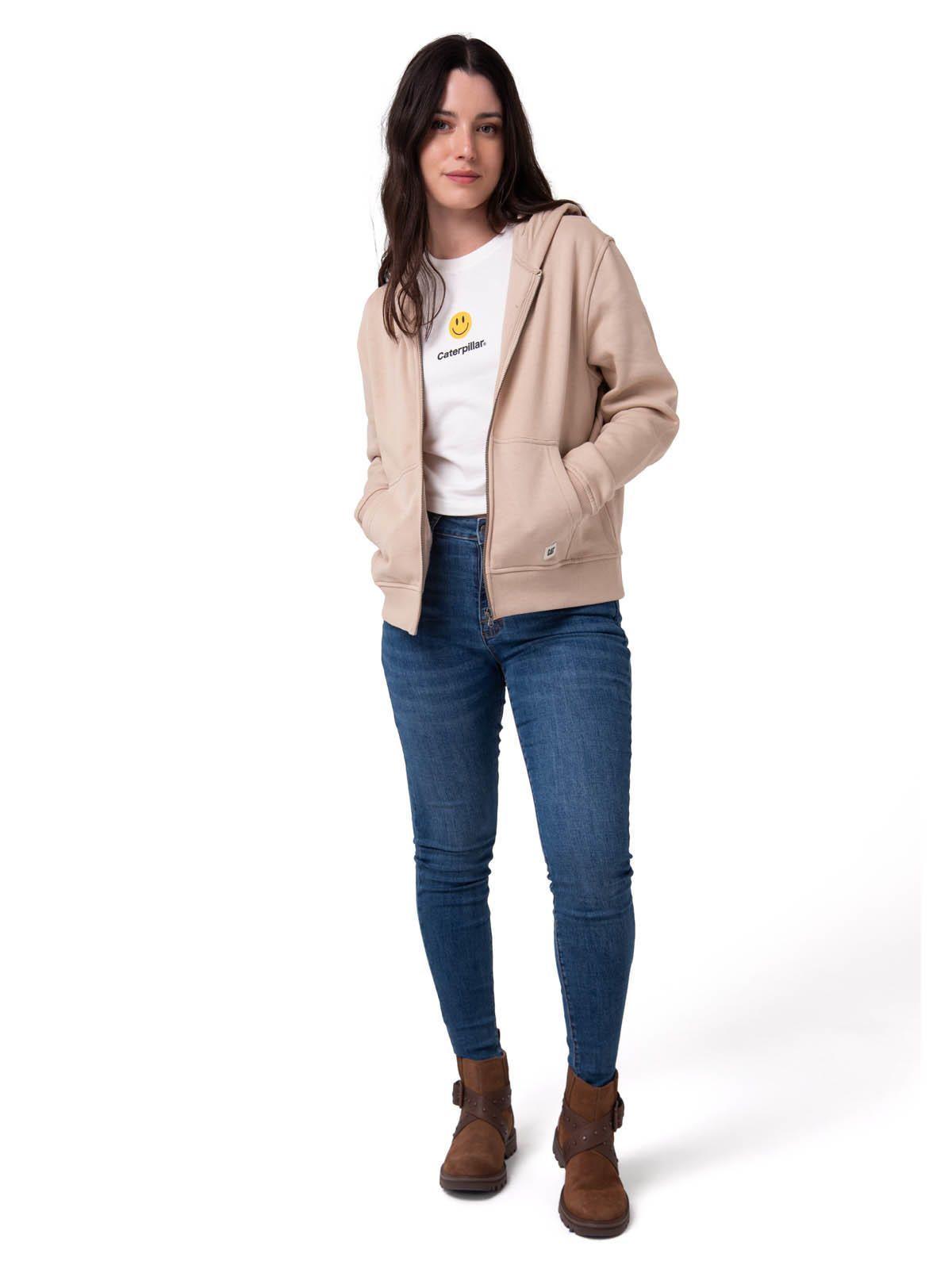 Polerón Mujer Patch Full Zip Beige-4