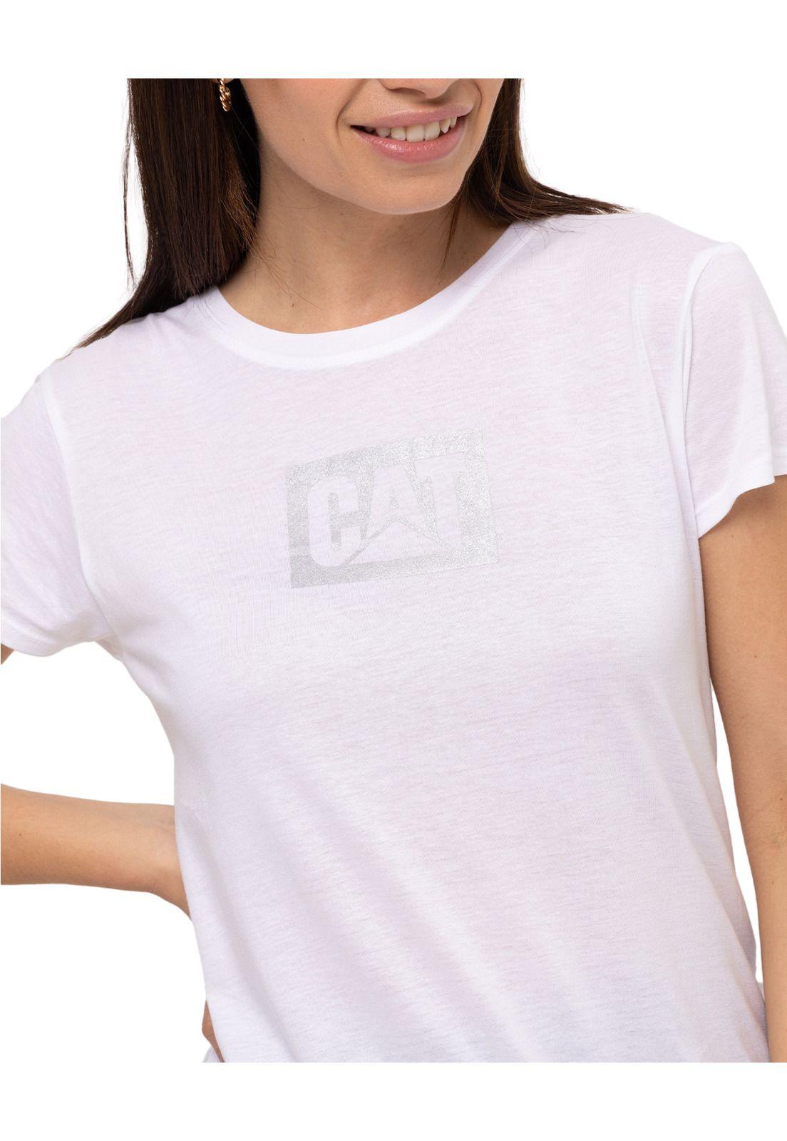Polera M/C Metallic Logo Te Blanco Mujer-3