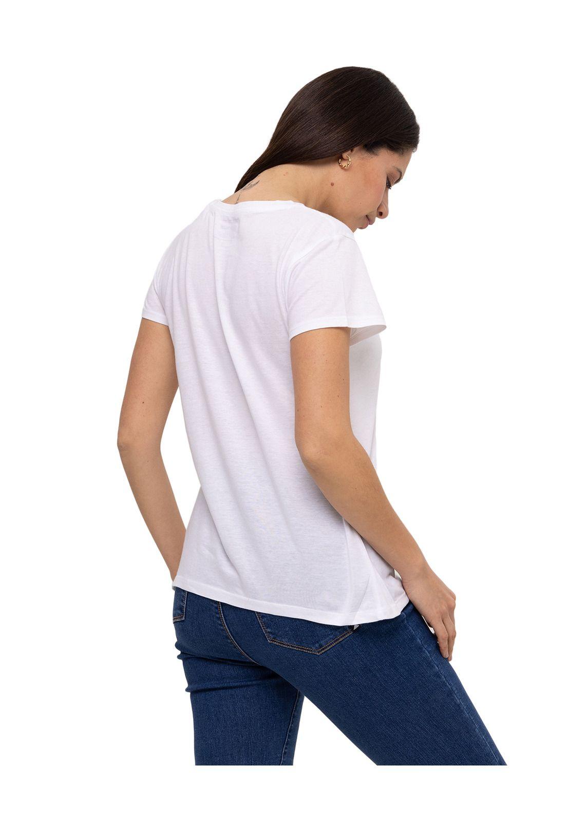 Polera M/C Metallic Logo Te Blanco Mujer-4