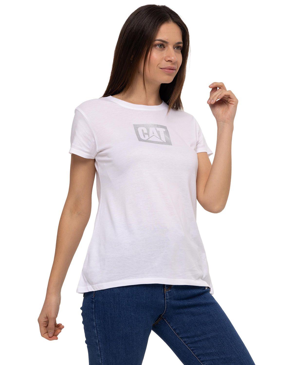 Polera M/C Metallic Logo Te Blanco Mujer-1
