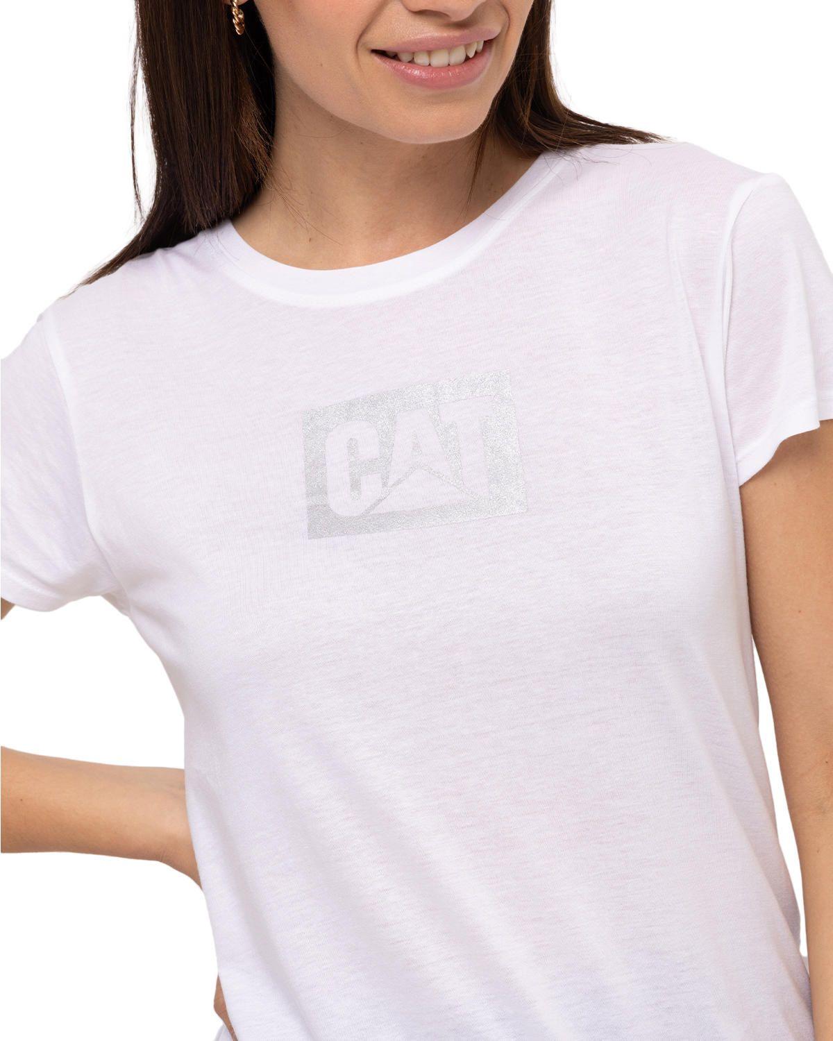 Polera M/C Metallic Logo Te Blanco Mujer-3