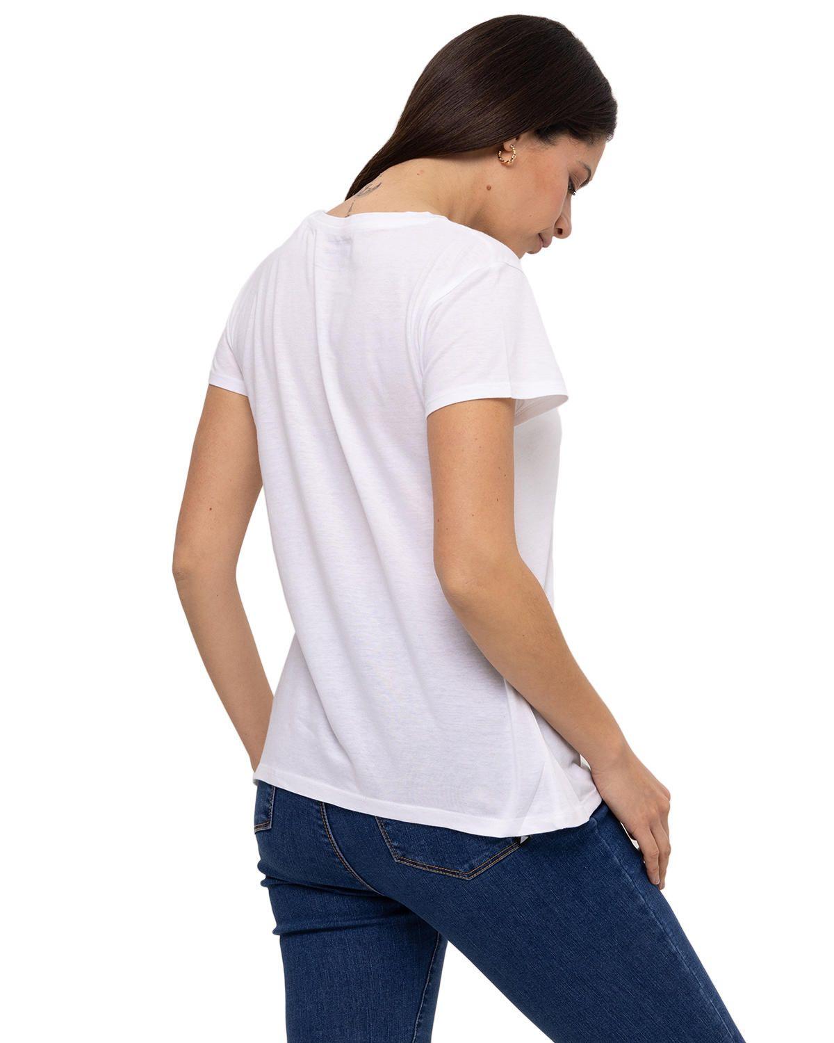 Polera M/C Metallic Logo Te Blanco Mujer-4