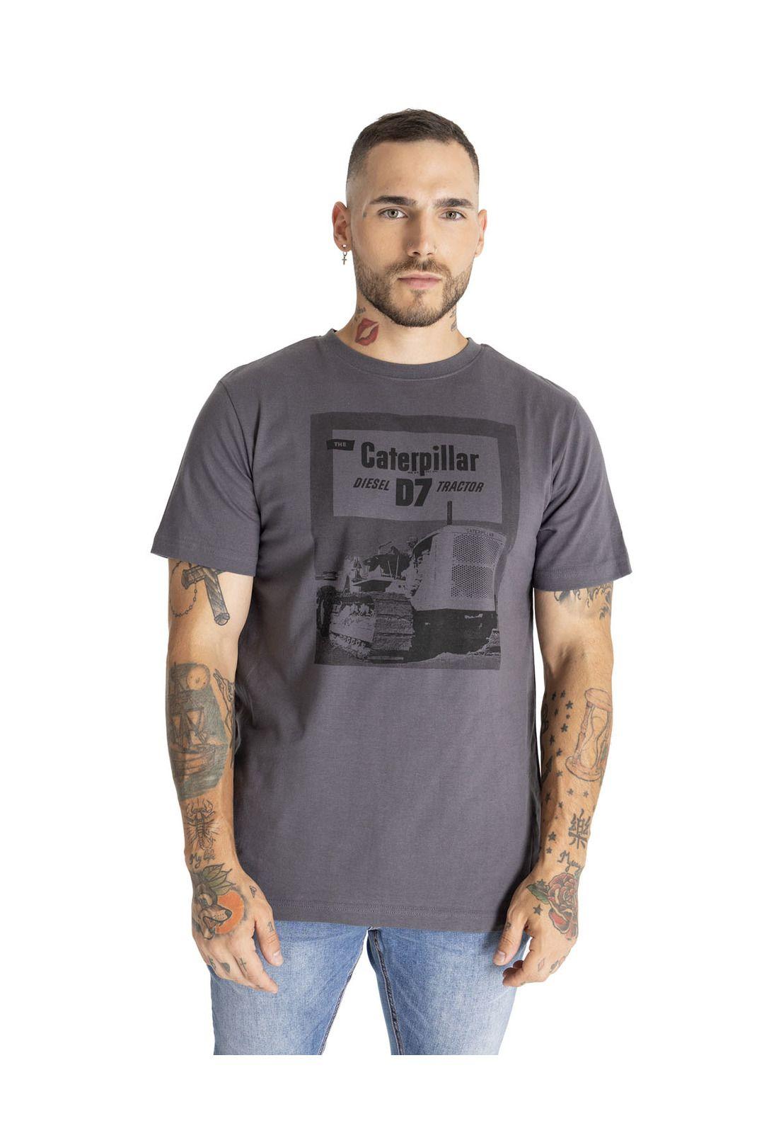 Polera Manga Corta Hombre D7 Tee Gris Oscuro-0