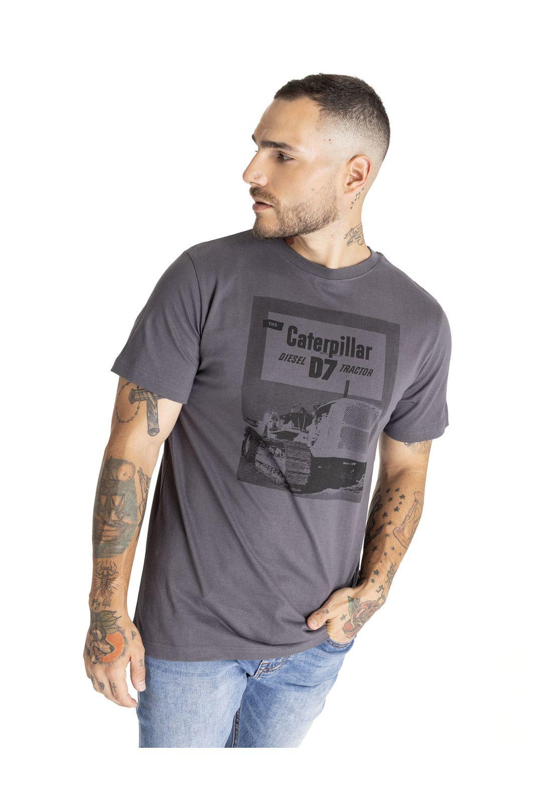 Polera Manga Corta Hombre D7 Tee Gris Oscuro-1