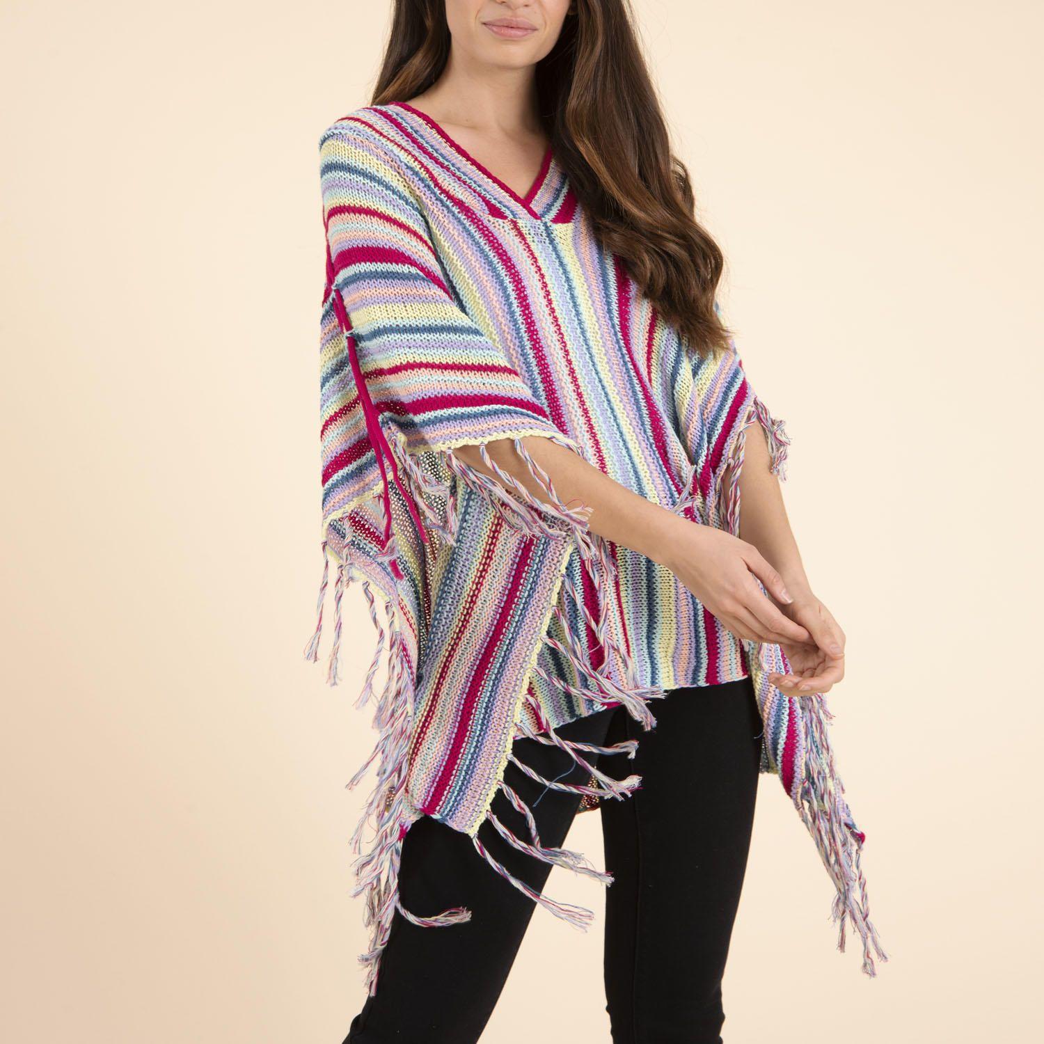 Poncho Mujer Kiribati Morado-1