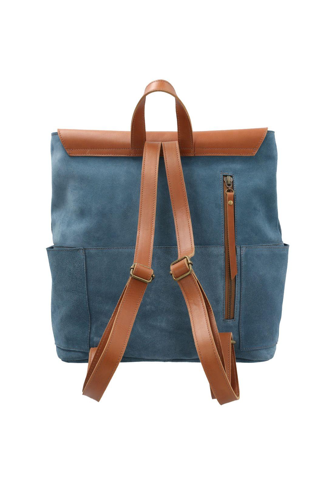 Mochila Cuero Mujer Bryce Back Azul-2