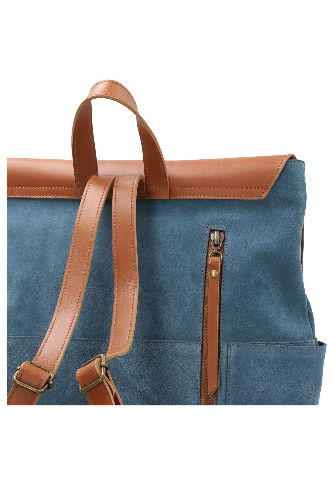 Mochila Cuero Mujer Bryce Back Azul-3