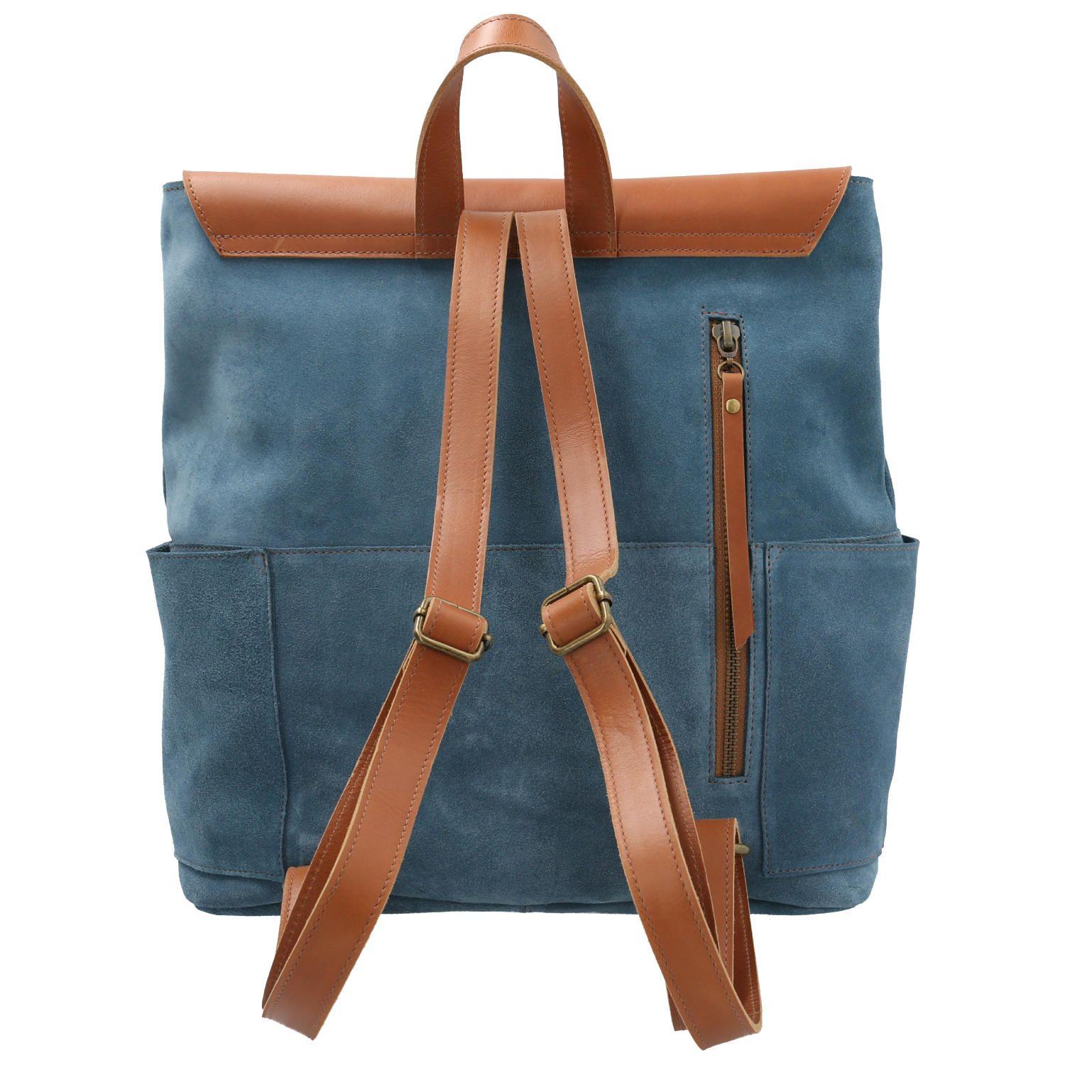 Mochila Cuero Mujer Bryce Back Azul-2