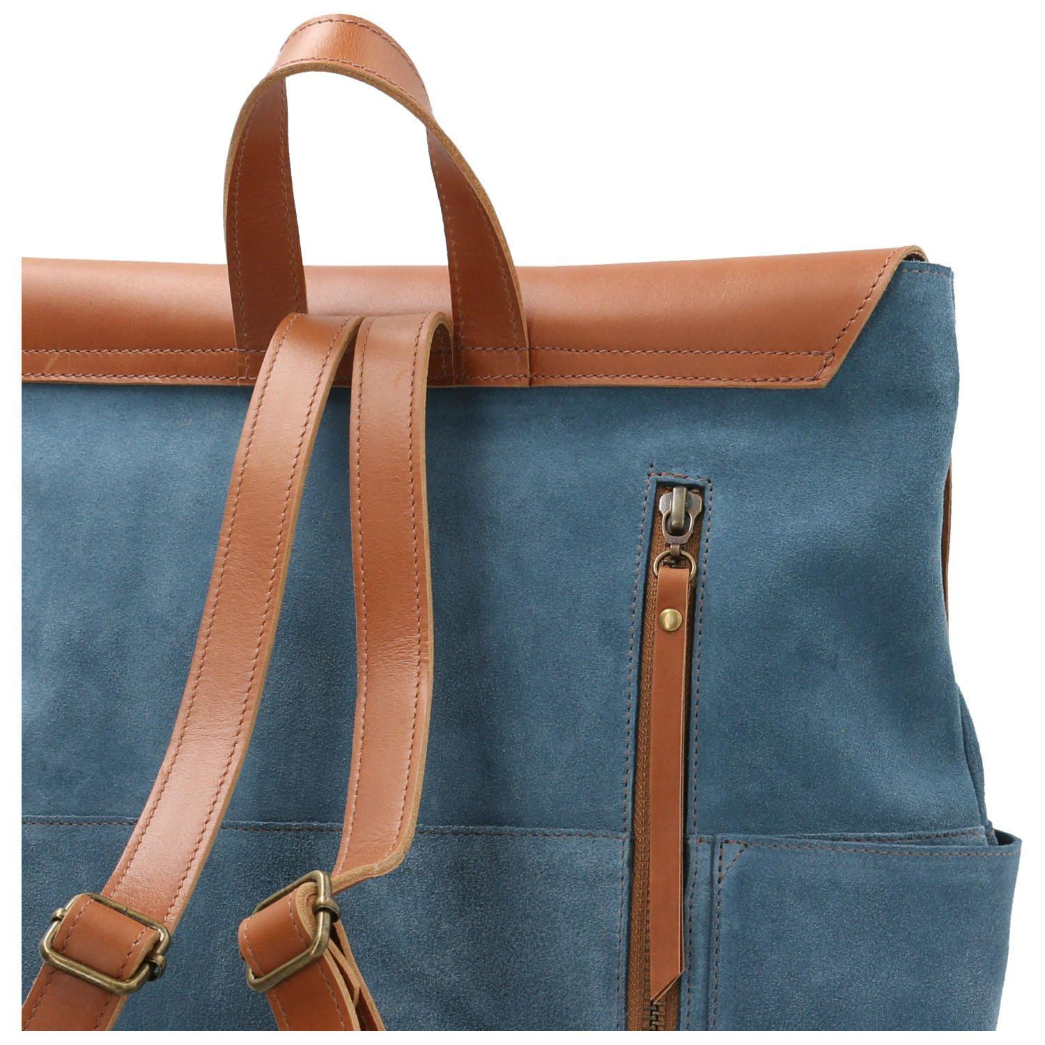 Mochila Cuero Mujer Bryce Back Azul-3