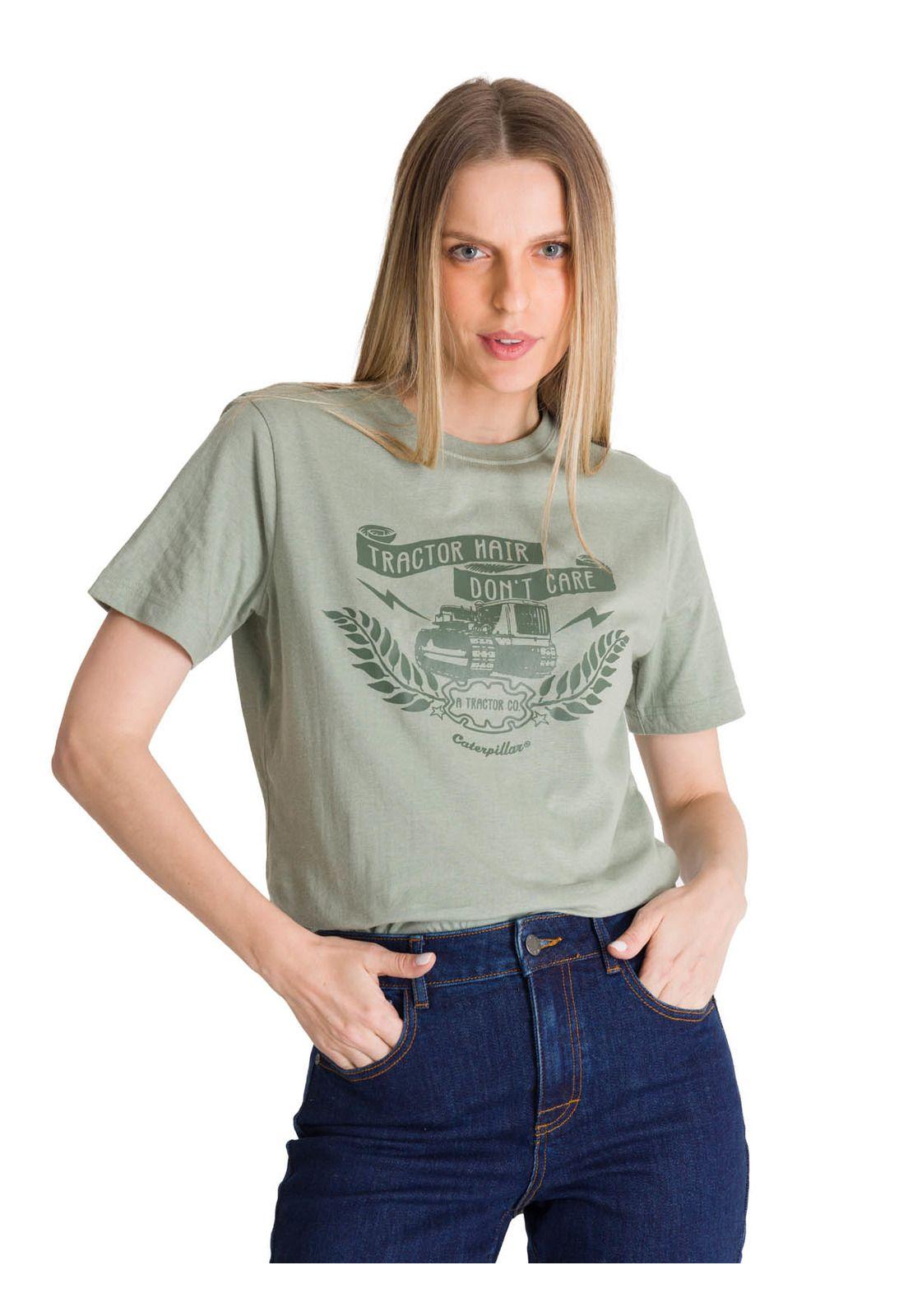 Polera Manga Corta Mujer Diseño Tractor Verde-0
