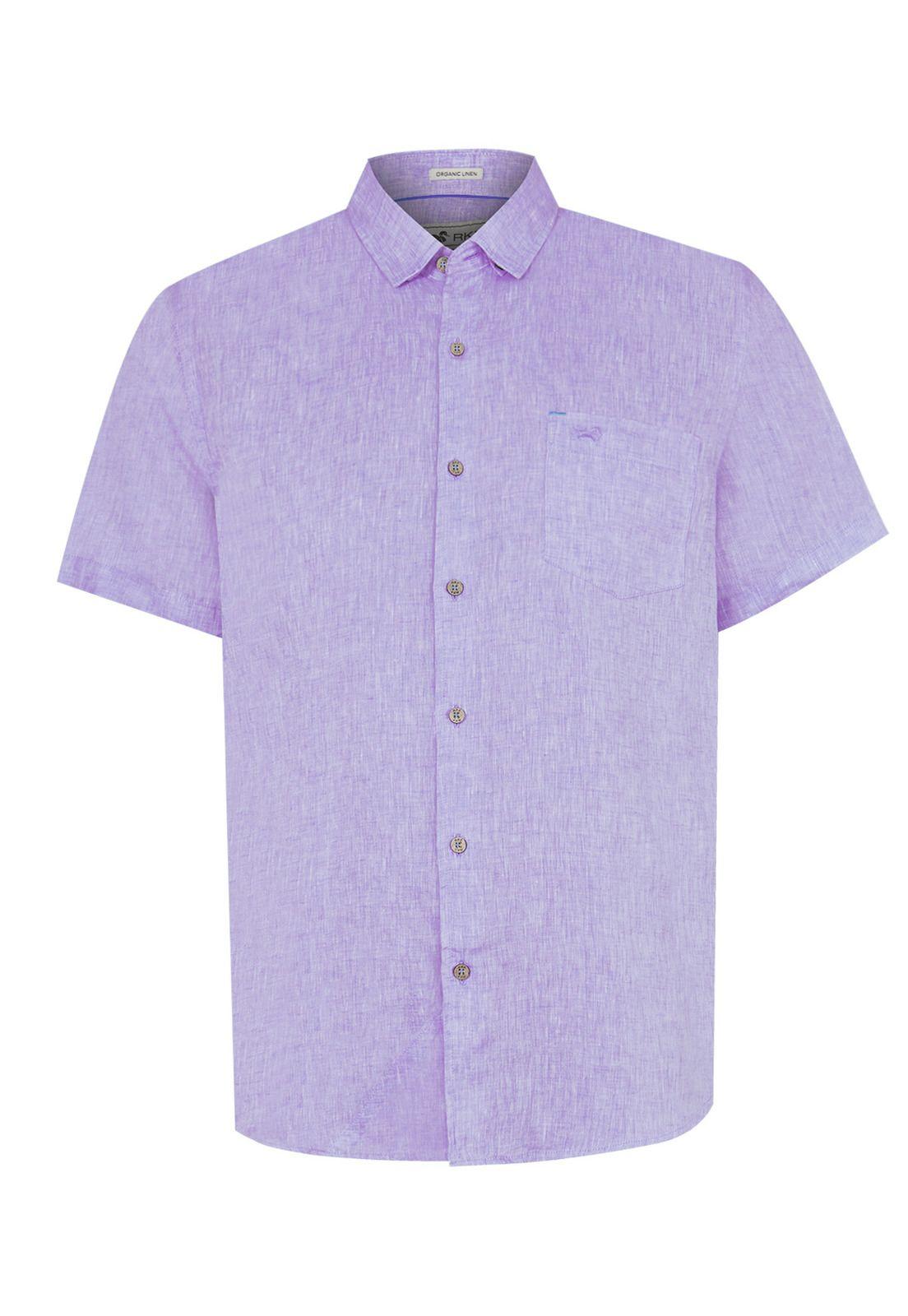 camisa Lino Orgánico Morado Linenshort Hombre -0