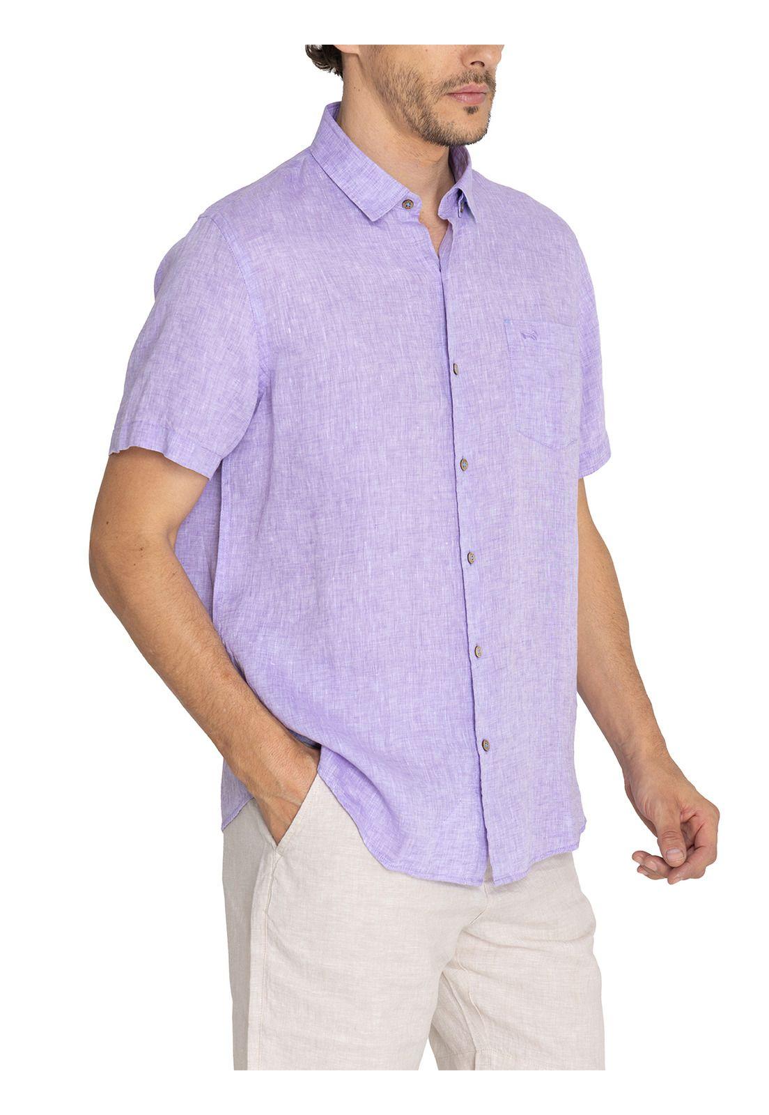 camisa Lino Orgánico Morado Linenshort Hombre -3