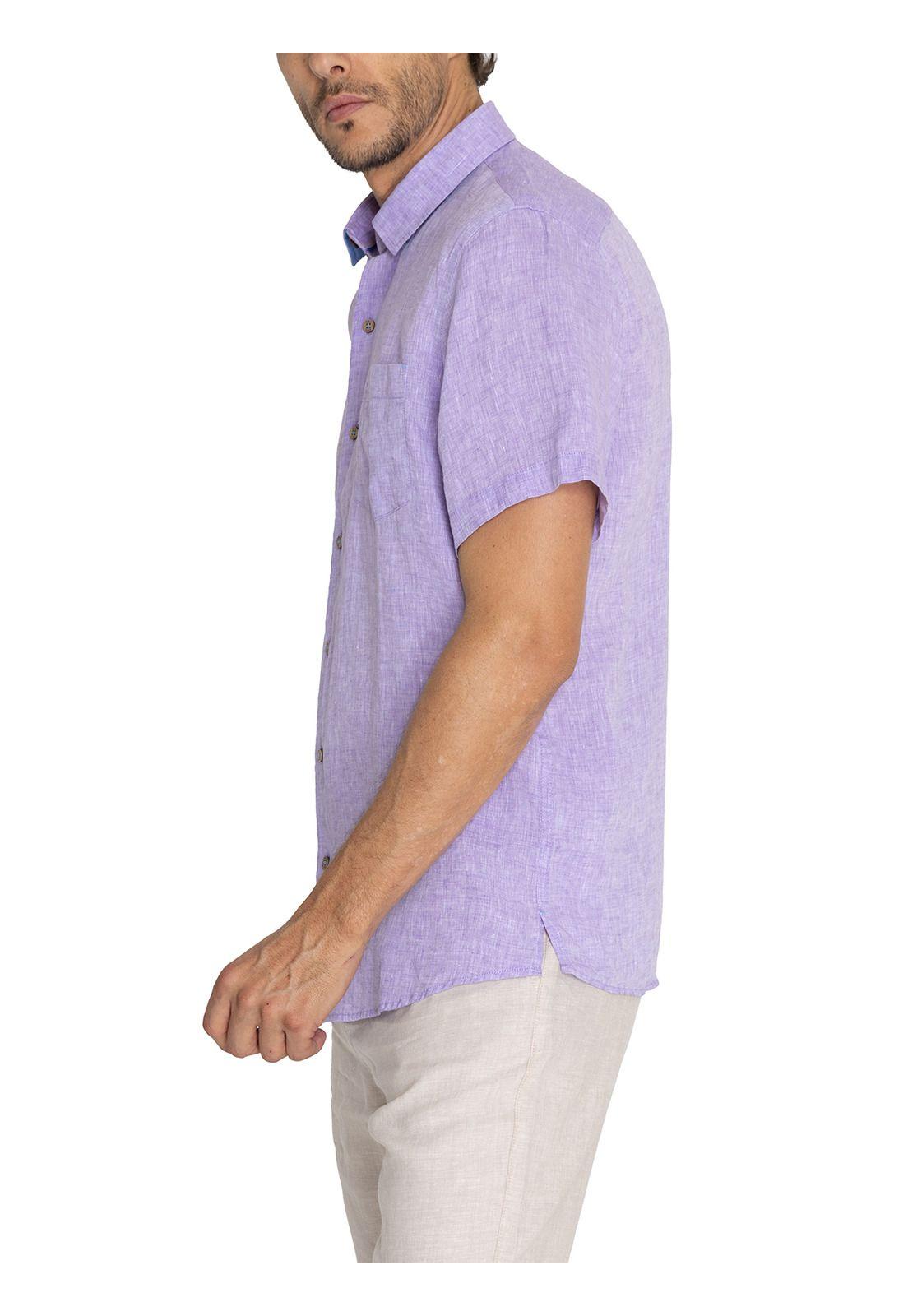 camisa Lino Orgánico Morado Linenshort Hombre -4