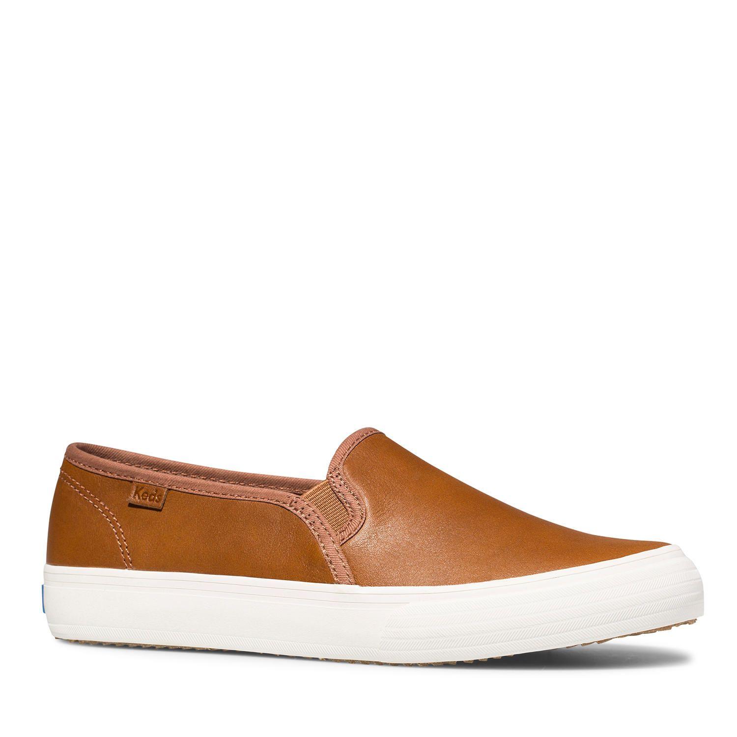 Slip On Cuero Mujer Double Decker Cafe-1