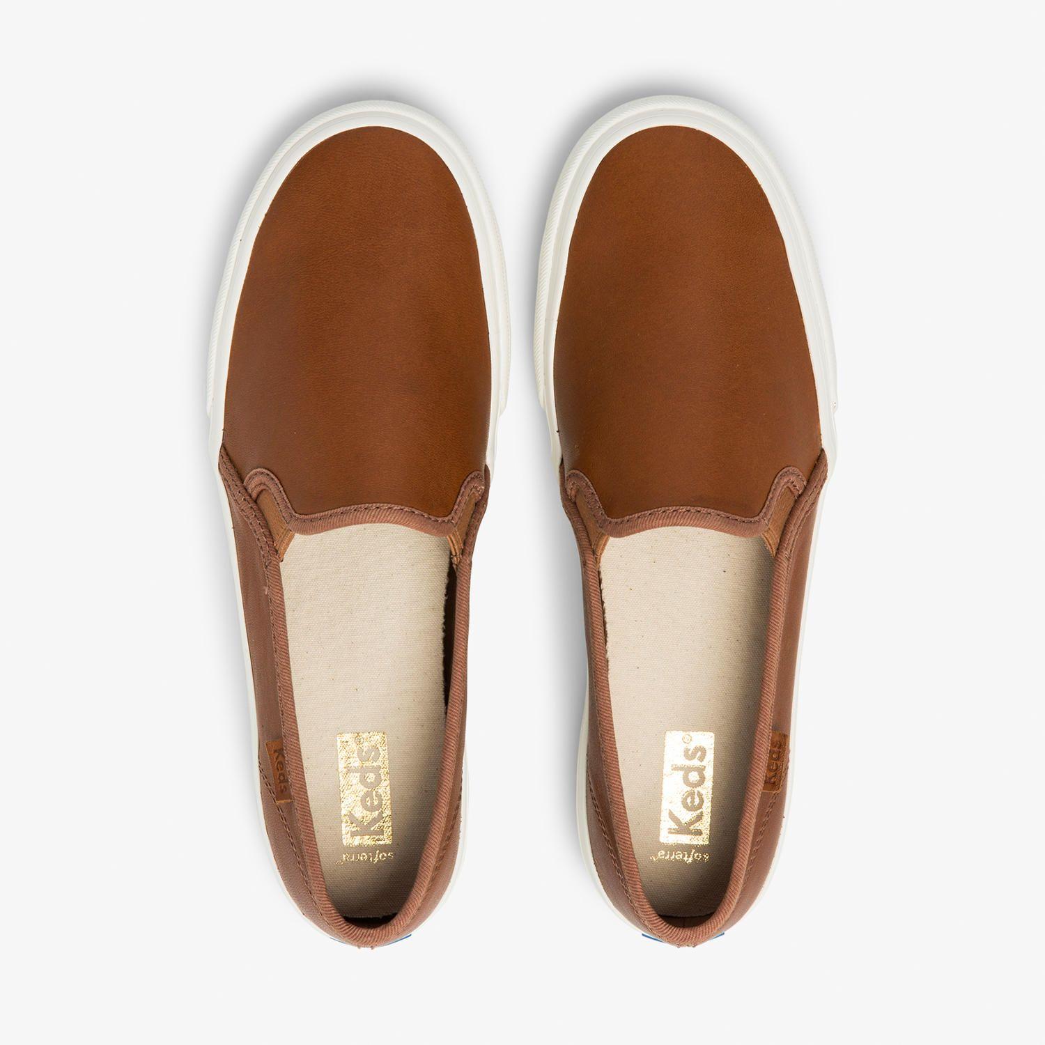 Slip On Cuero Mujer Double Decker Cafe-2