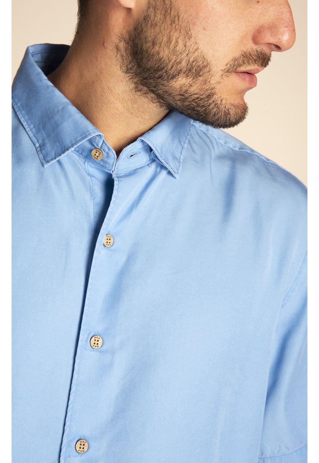 Camisa Tencel Hombre Weekend Celeste-3