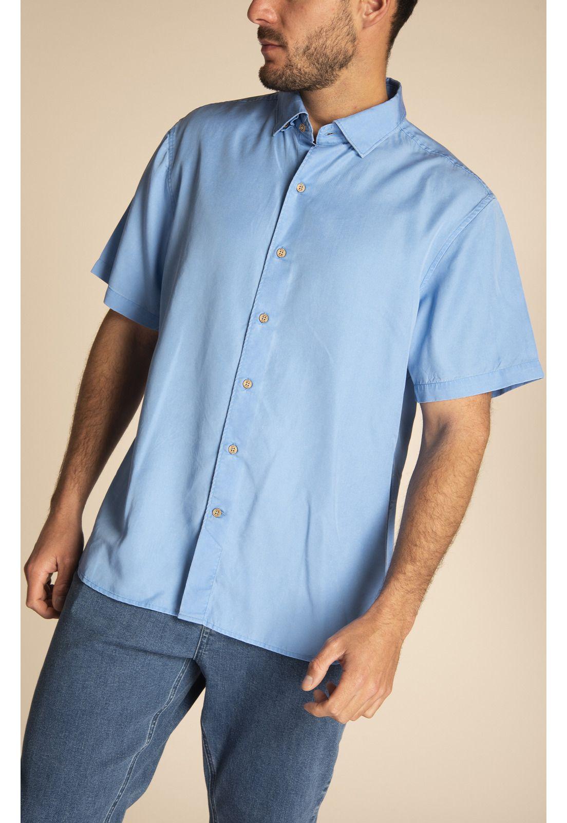 Camisa Tencel Hombre Weekend Celeste-5