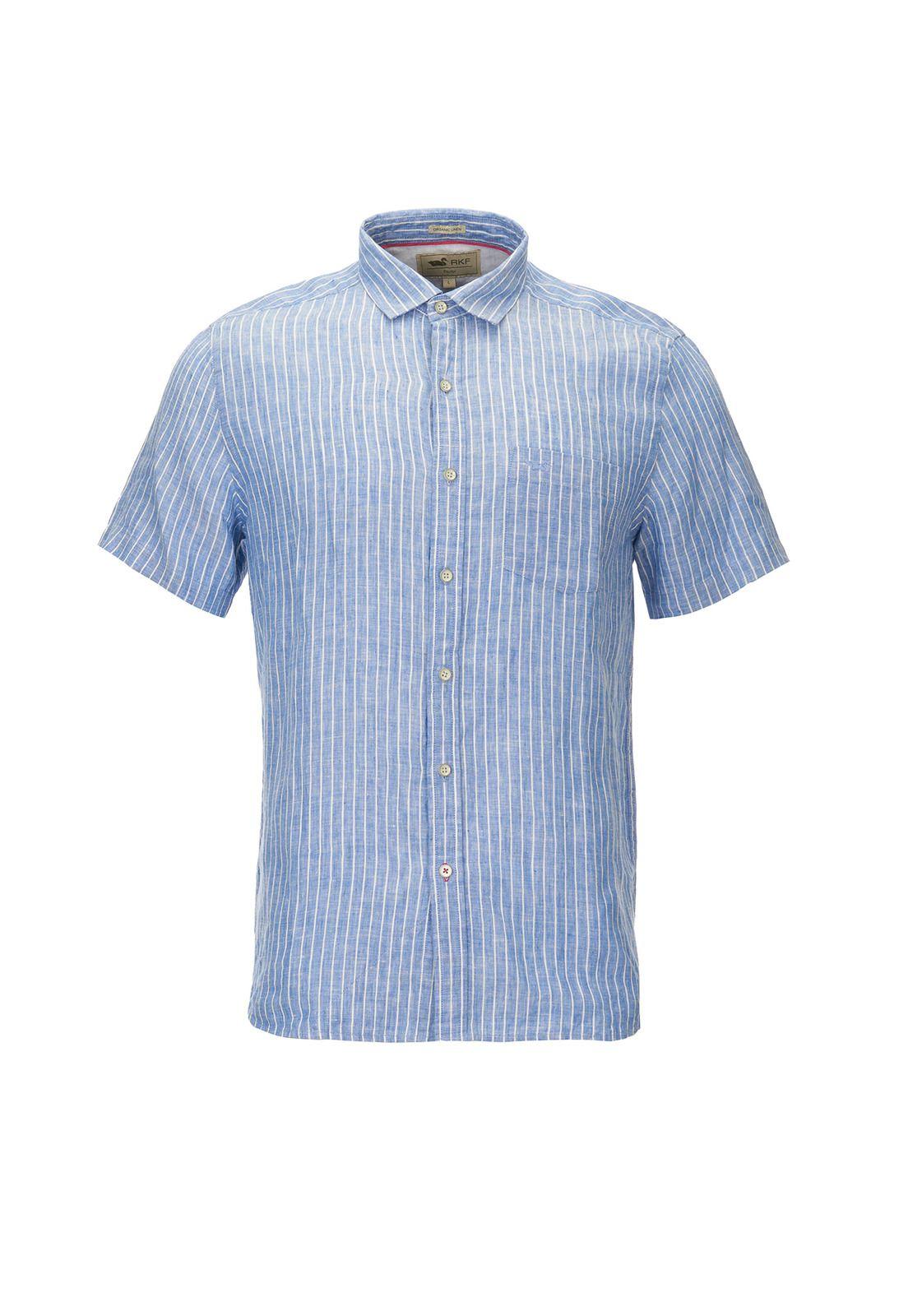 Camisa Lino Orgánico Hombre Stripeshrt Azul-0