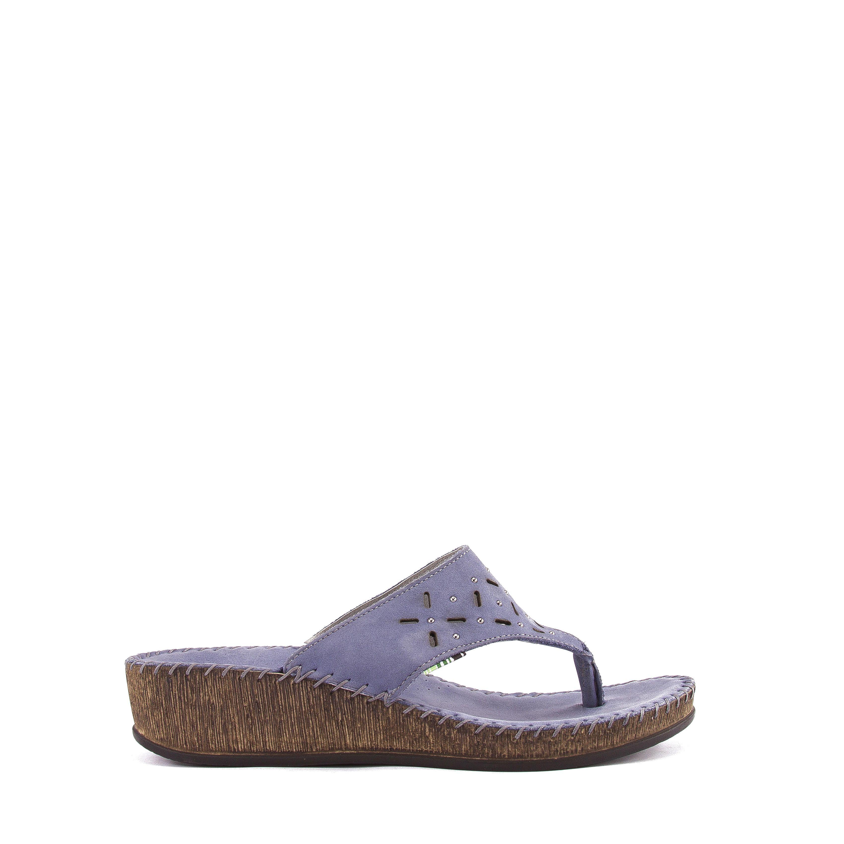 Sandalia Cuero Grand Azul Mujer-0