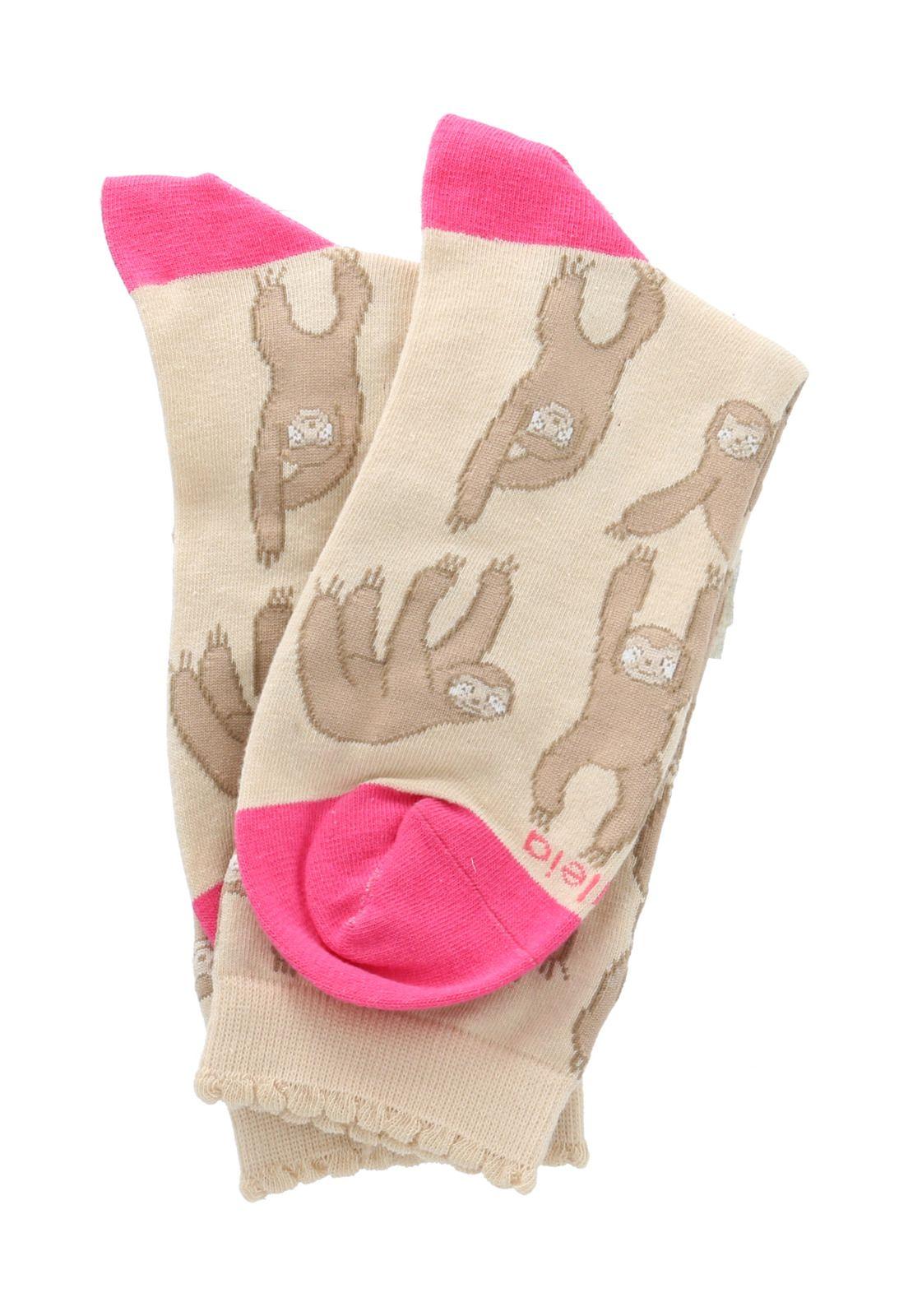 Calcetines Perezoso Mujer Beige-2