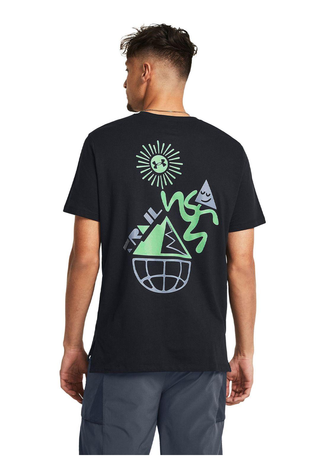 Polera Manga Cort Lnch Trail Hombre Negro-1