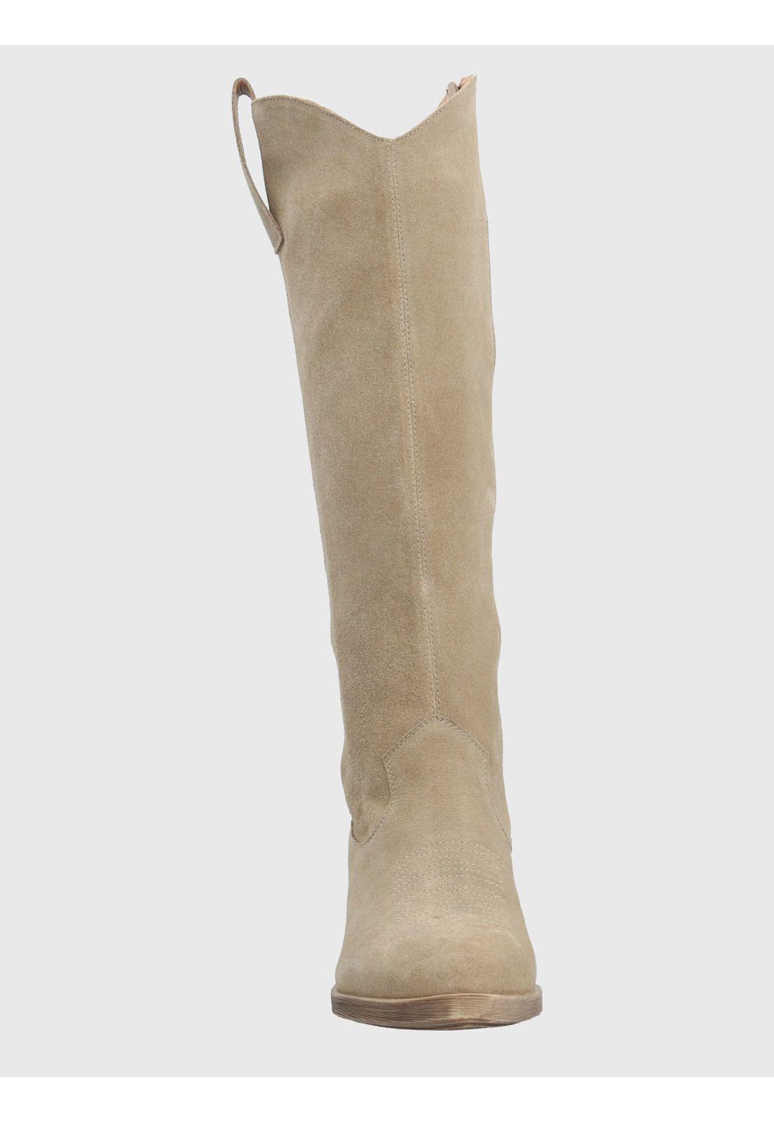 Bota Vaquera Mujer Cuero Andorra Beige-3