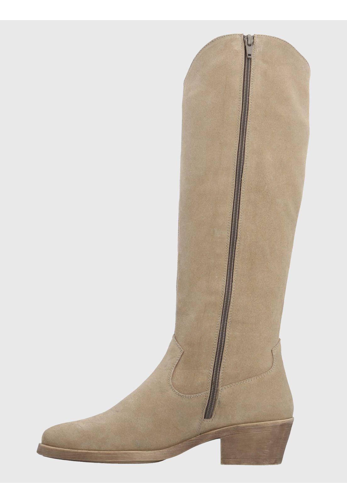 Bota Vaquera Mujer Cuero Andorra Beige-5