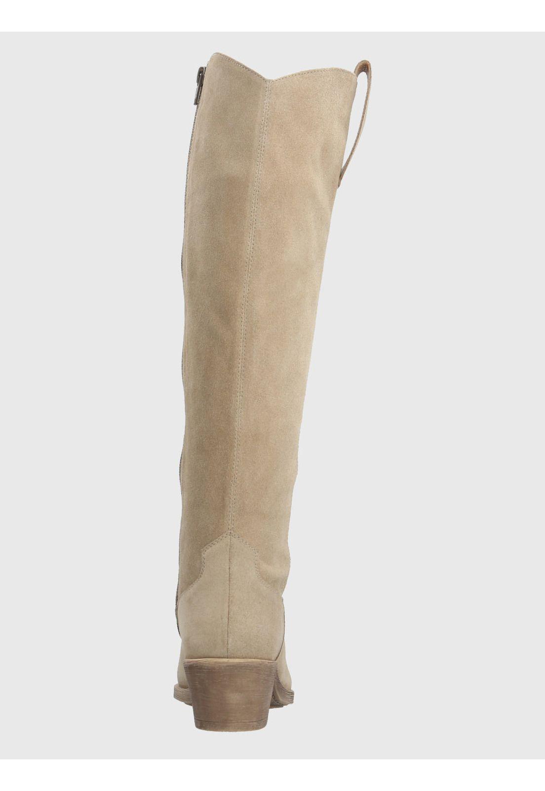 Bota Vaquera Mujer Cuero Andorra Beige-6
