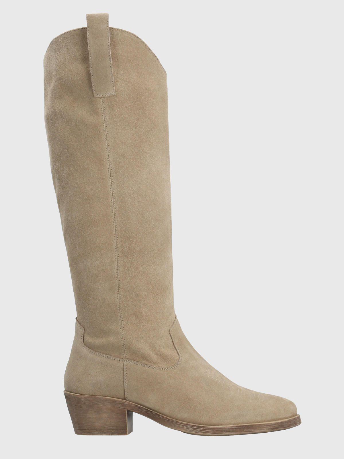Bota Vaquera Mujer Cuero Andorra Beige-1