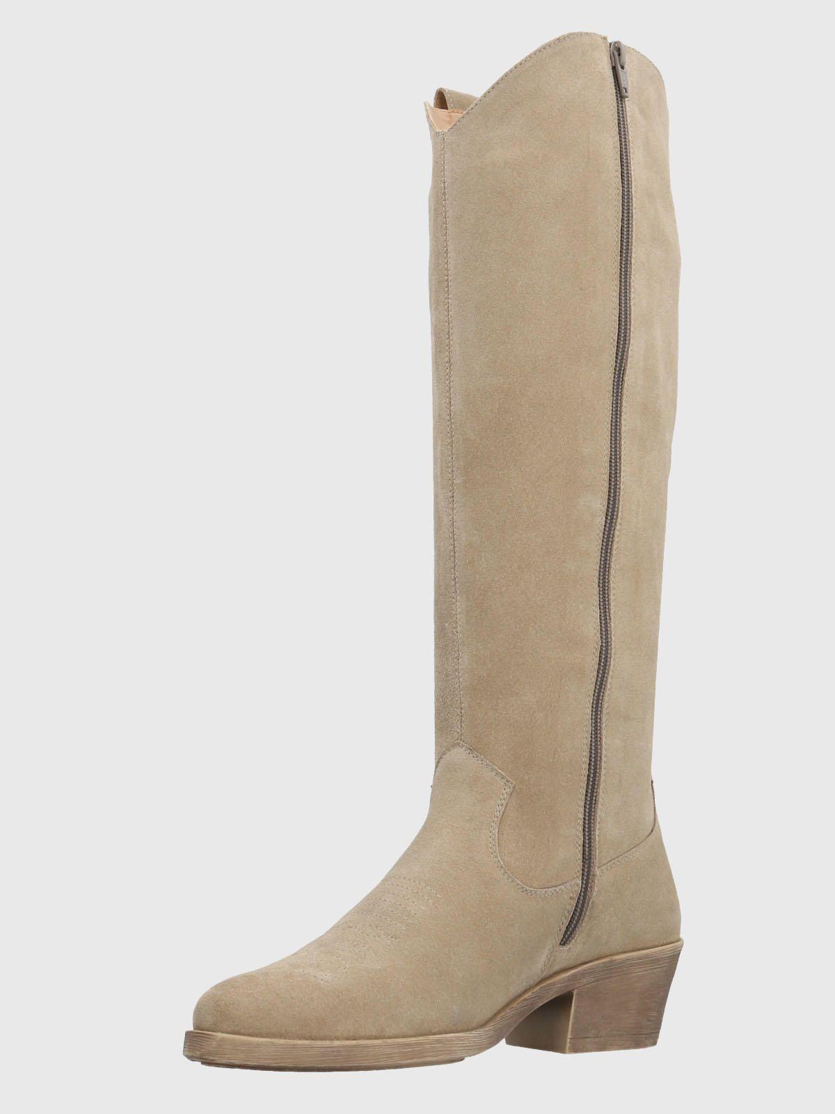 Bota Vaquera Mujer Cuero Andorra Beige-4