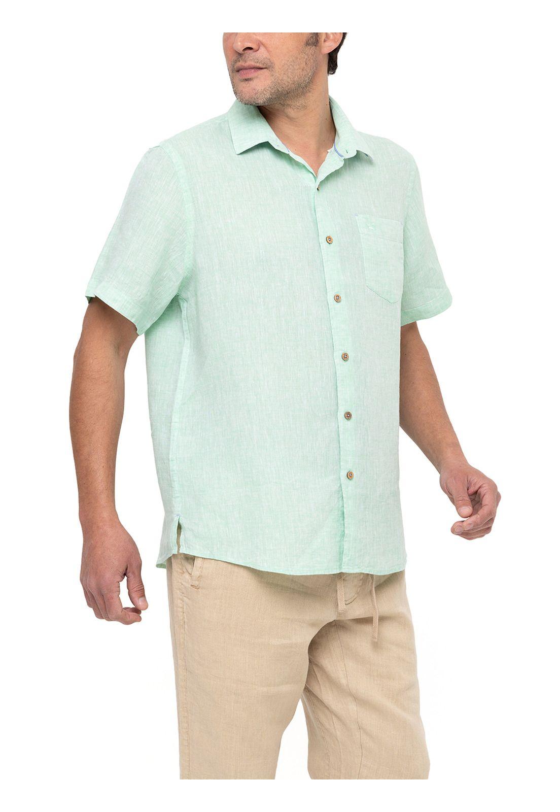 Camisa Lino Orgánico Linenshort Verde Hombre-4