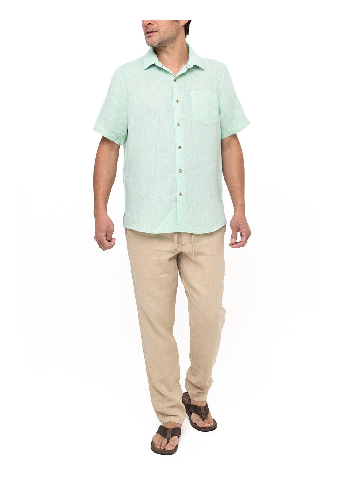 Camisa Lino Orgánico Linenshort Verde Hombre-5