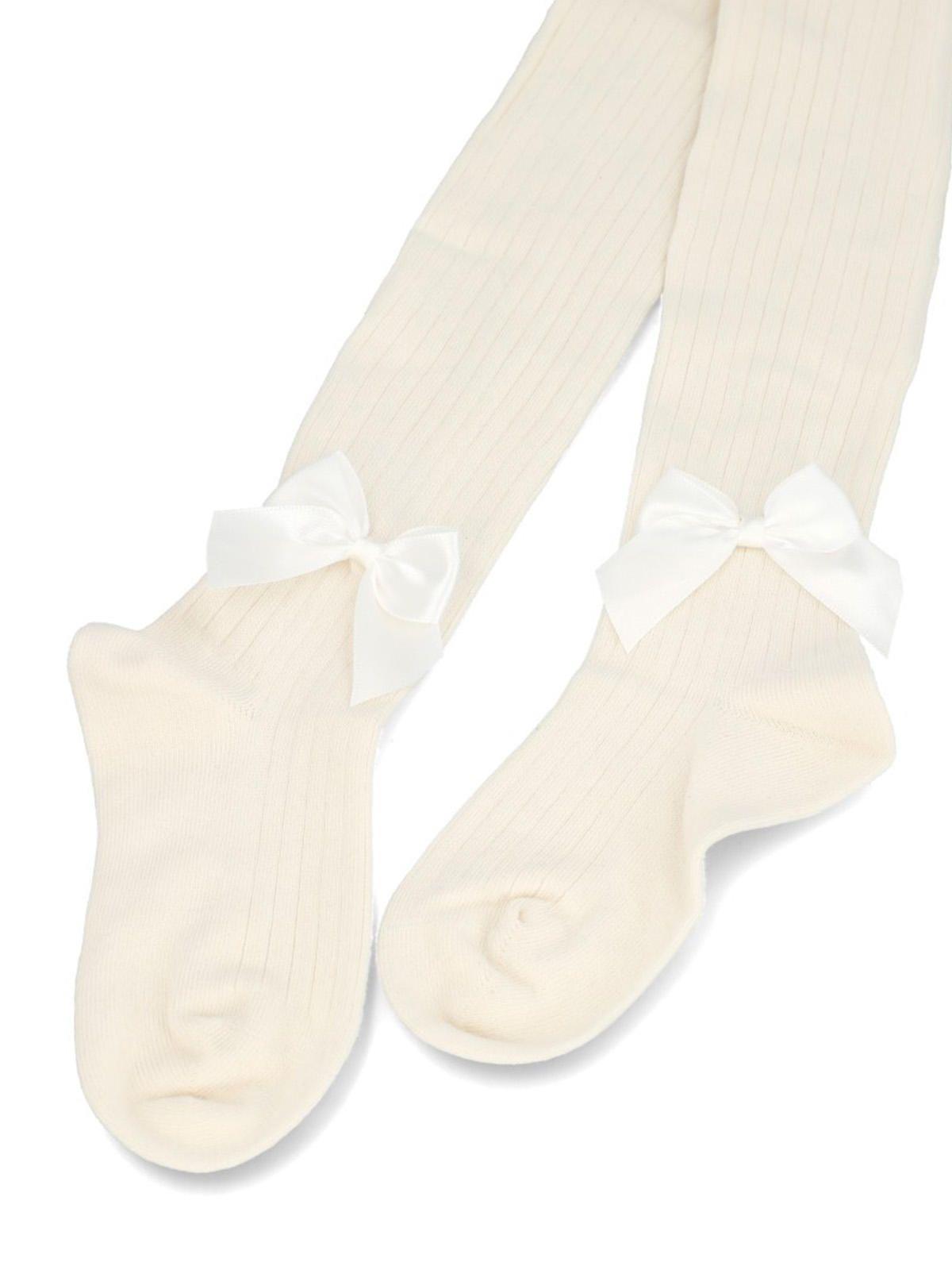 Calcetín Algodón Niña Panty Bow Crema-1