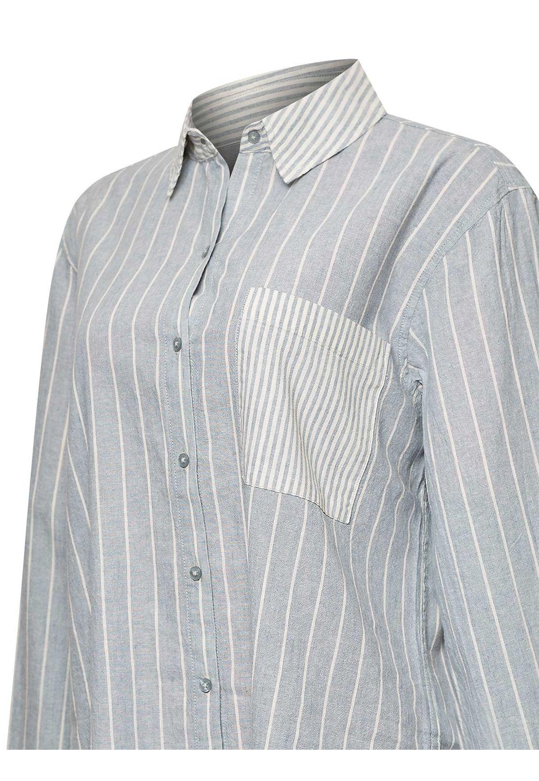 Blusa Lino Orgánico Mujer Lines Celeste -3