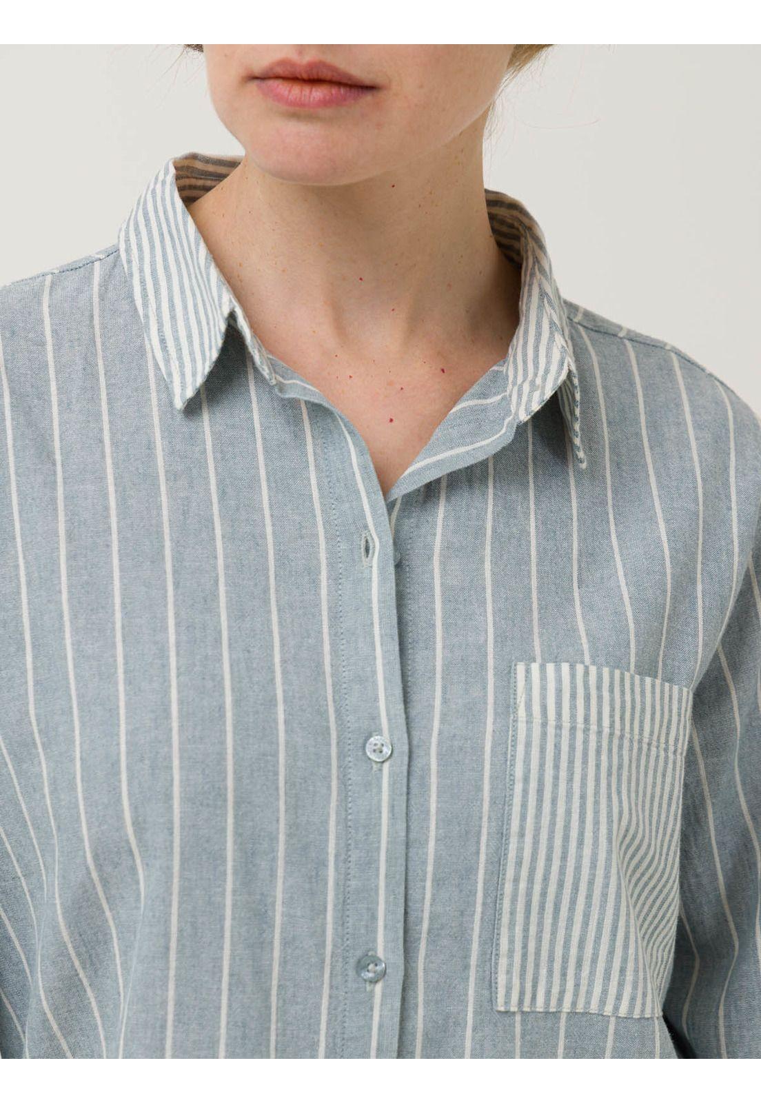 Blusa Lino Orgánico Mujer Lines Celeste -6