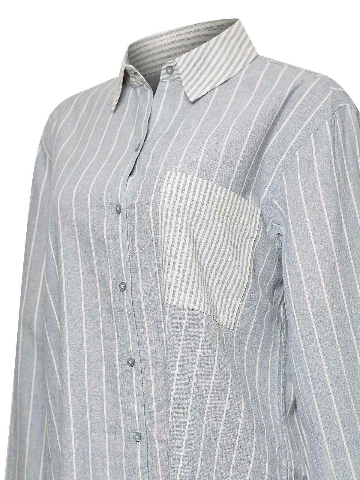 Blusa Lino Orgánico Mujer Lines Celeste -3