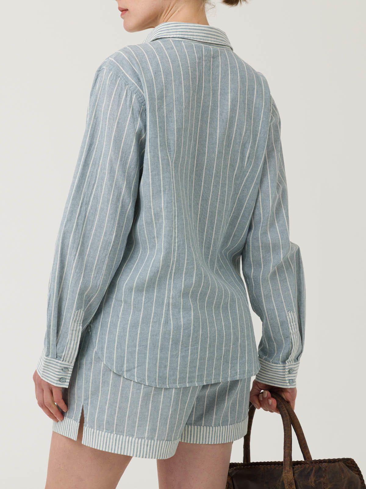 Blusa Lino Orgánico Mujer Lines Celeste -5