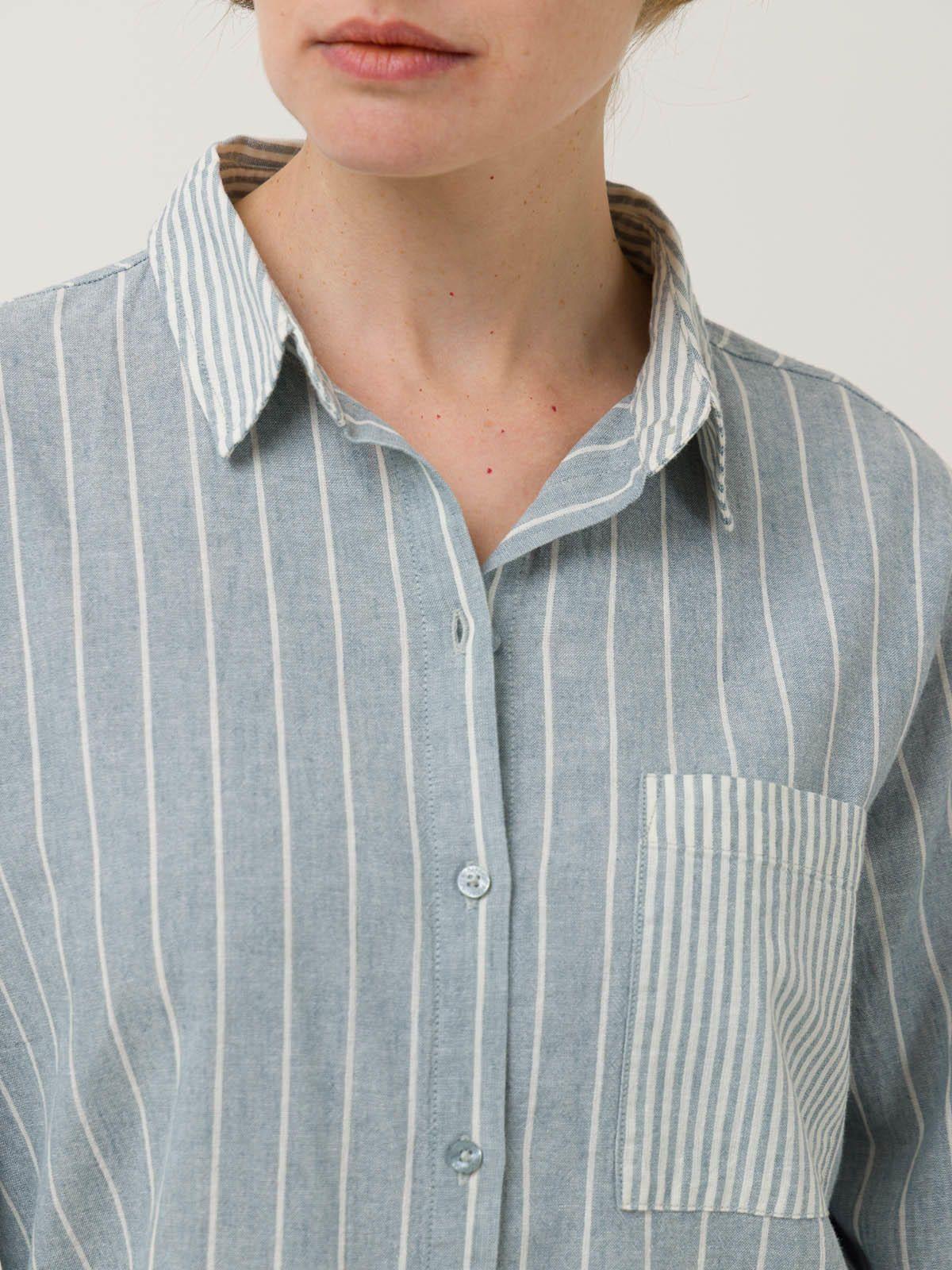 Blusa Lino Orgánico Mujer Lines Celeste -6