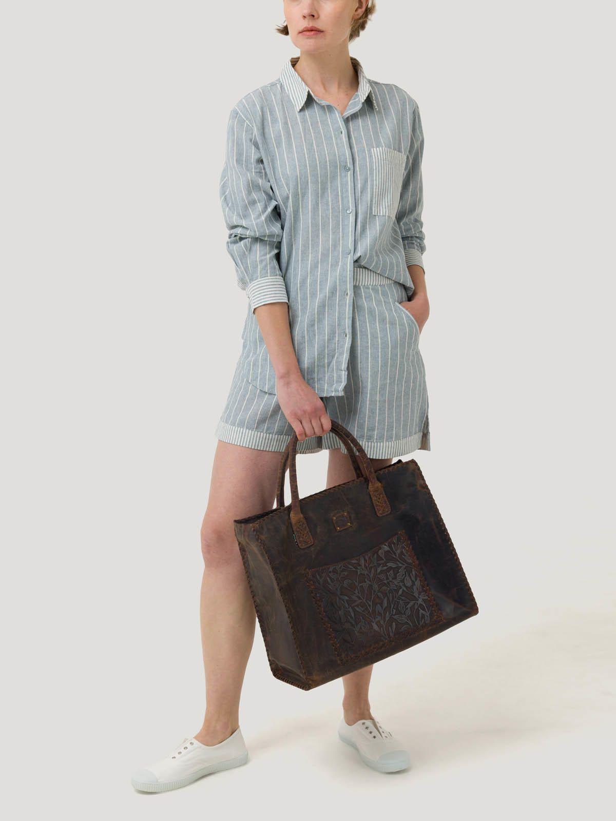 Blusa Lino Orgánico Mujer Lines Celeste -7