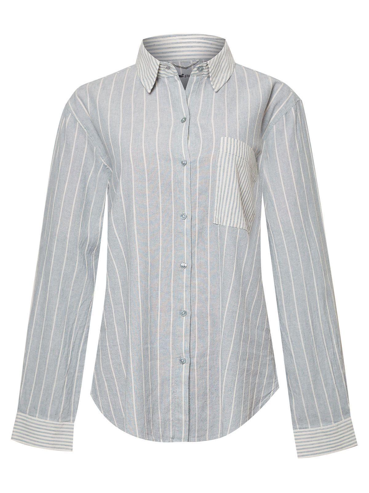 Blusa Lino Orgánico Mujer Lines Celeste -0