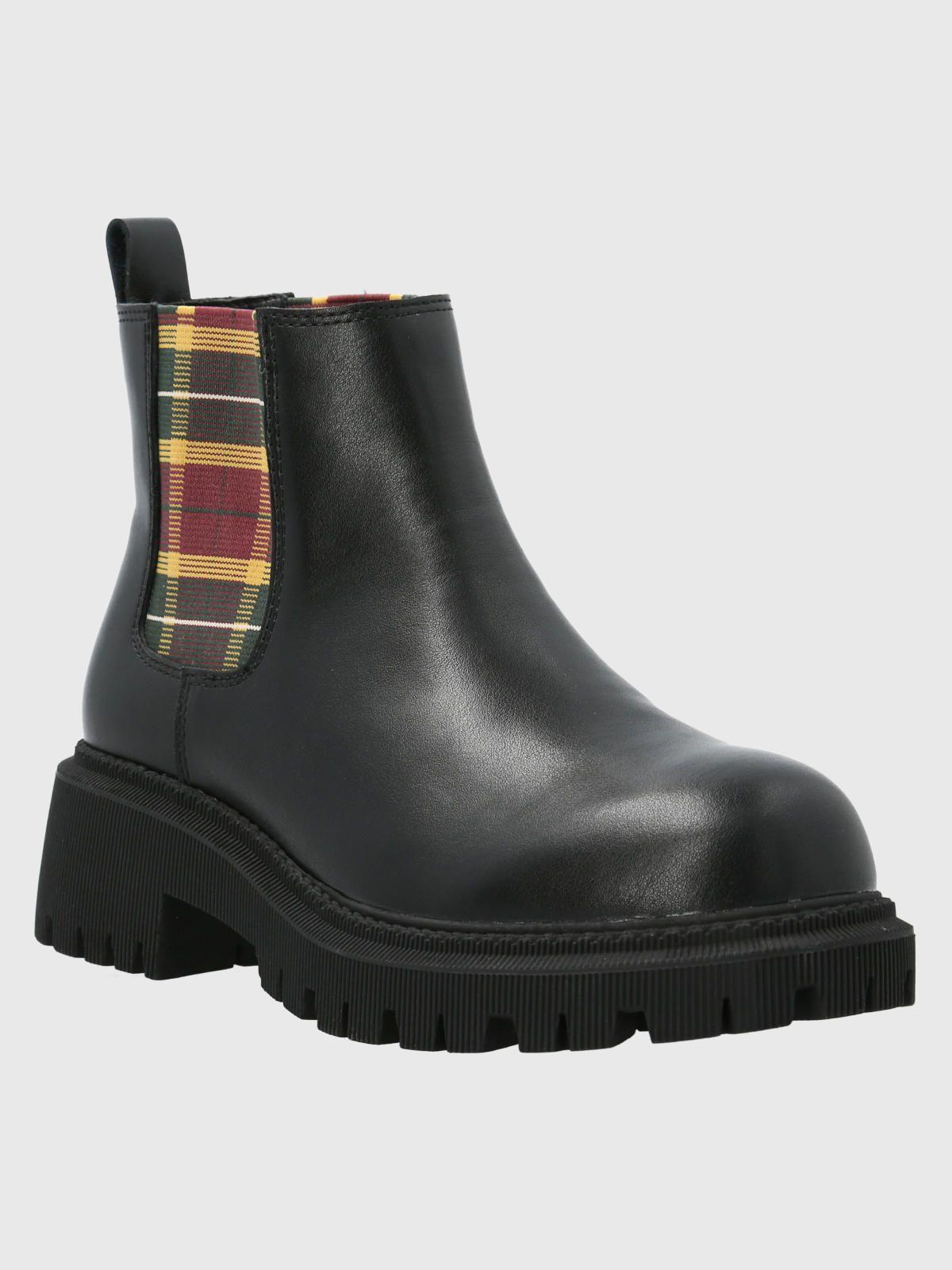 Botin Cuero Mujer Lacock Negro-0