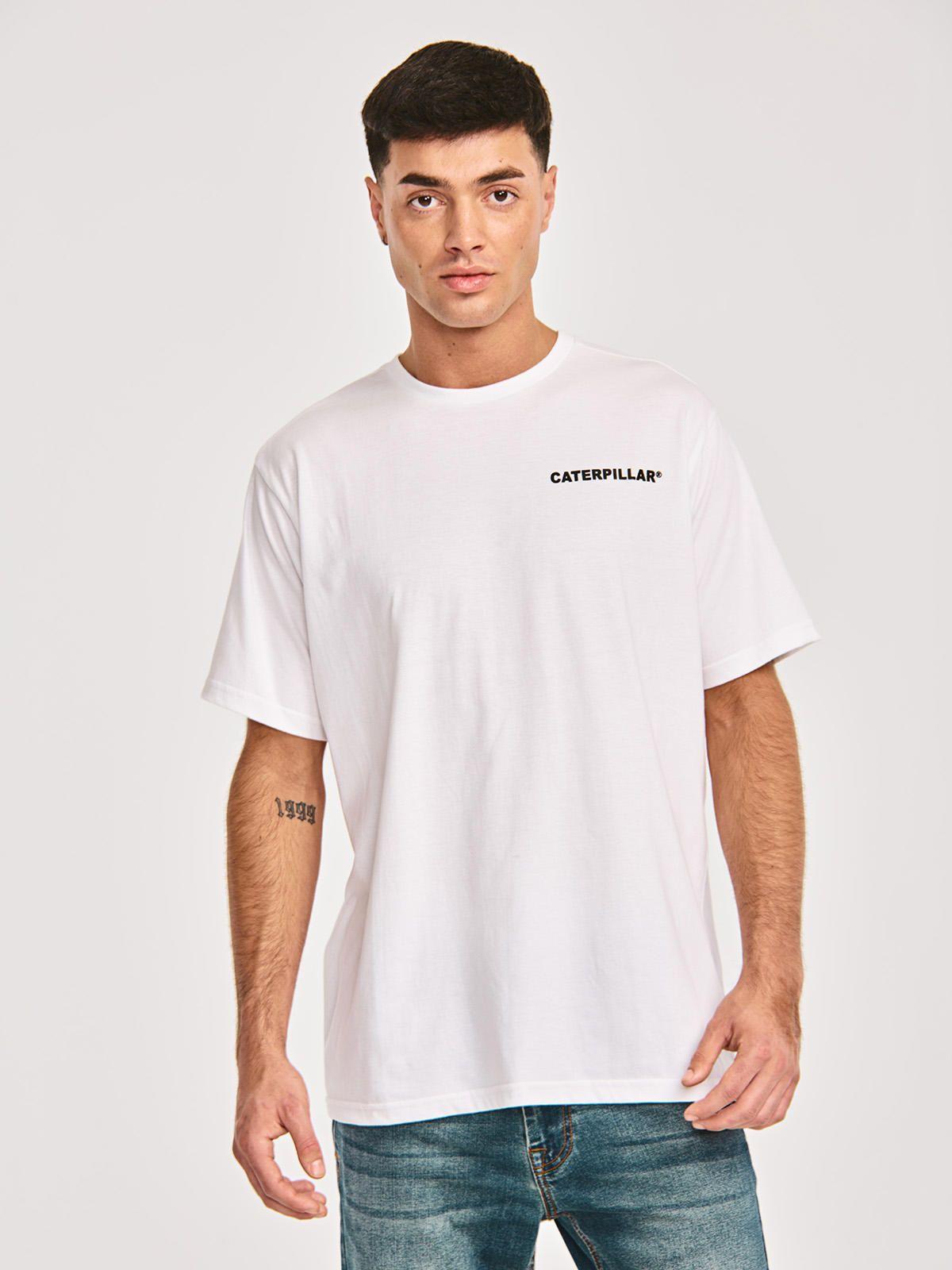 Polera Manga Corta Hombre Cat Id Graphic1 Blanco-0