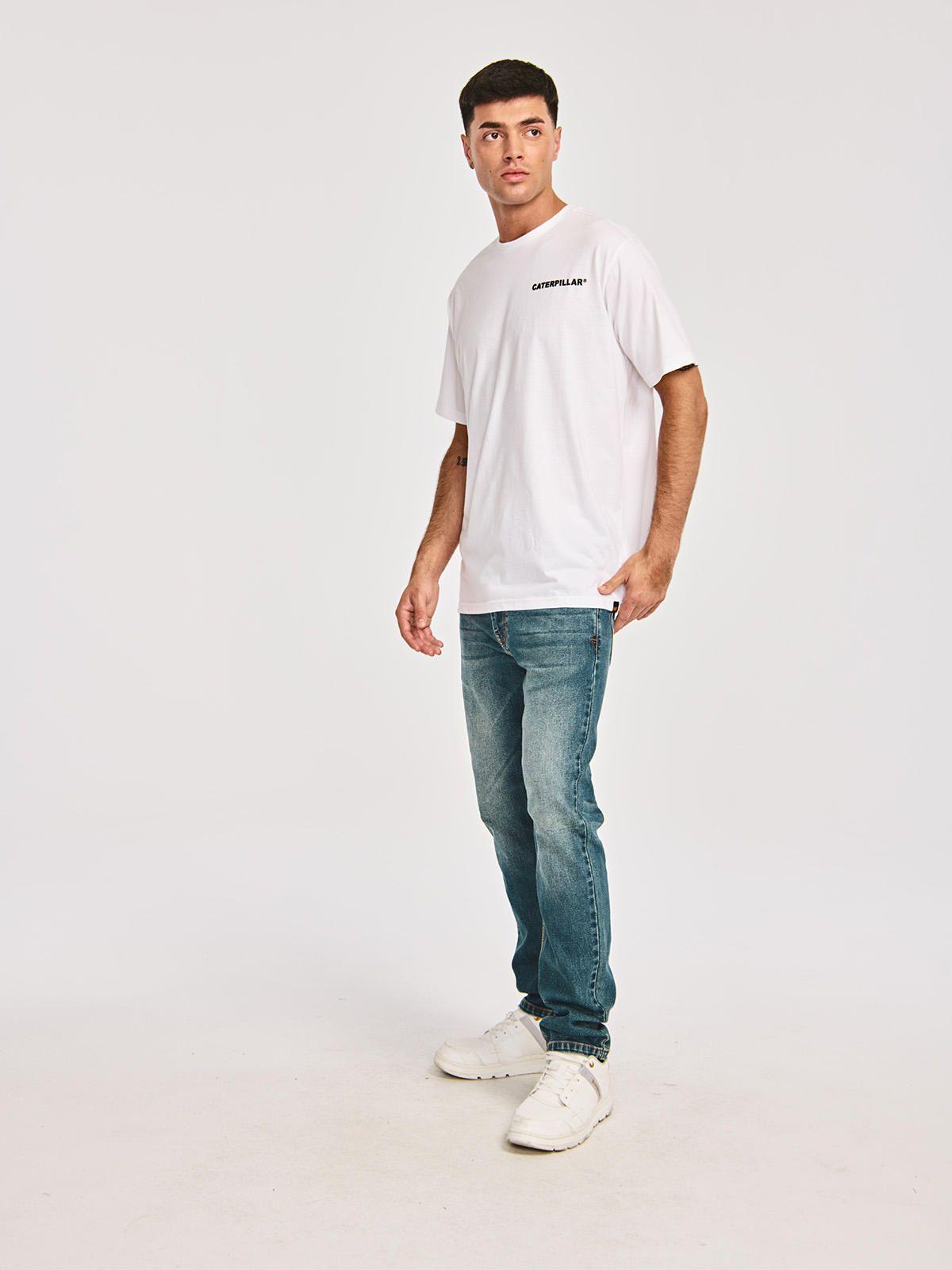 Polera Manga Corta Hombre Cat Id Graphic1 Blanco-3