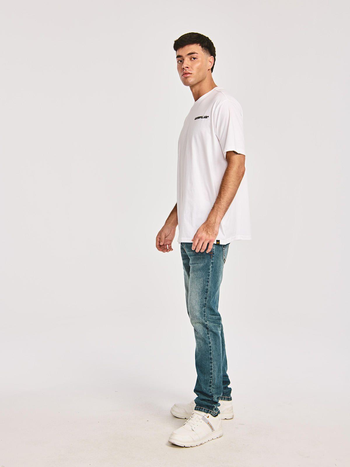 Polera Manga Corta Hombre Cat Id Graphic1 Blanco-4